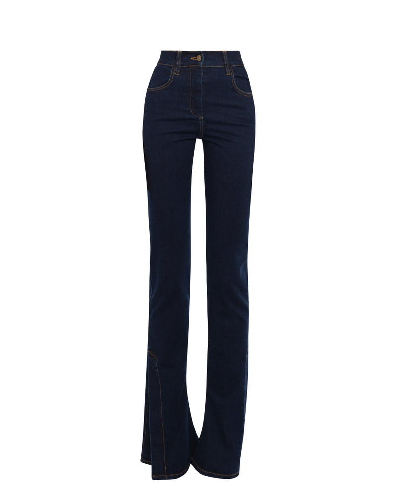 A.W.A.K.E. MODE FITTED STRETCH FLARED JEANS WITH SIDE SLITS INDIGO RINSE WASH outlook