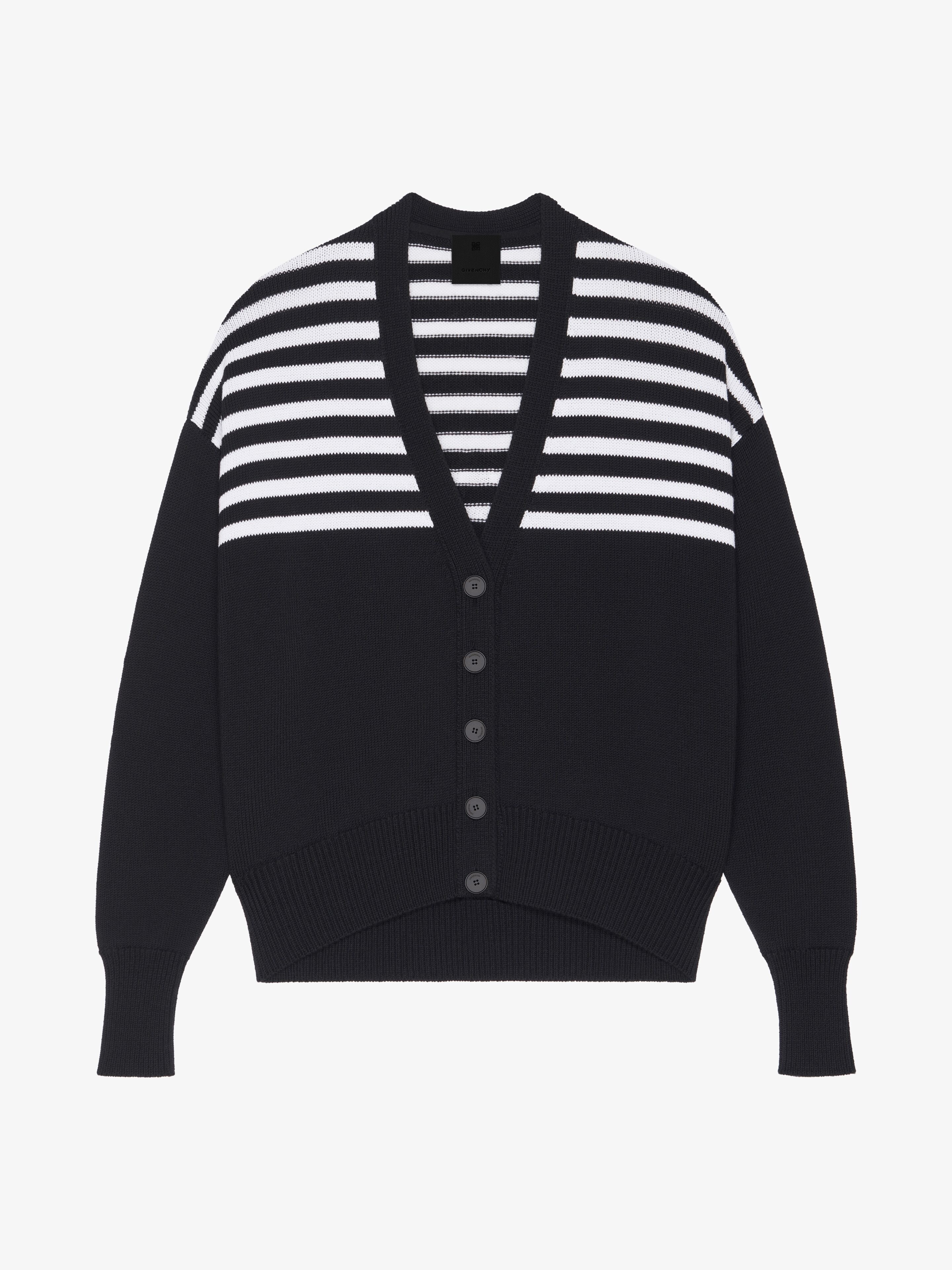 4G CARDIGAN IN COTTON WITH STRIPES - 1