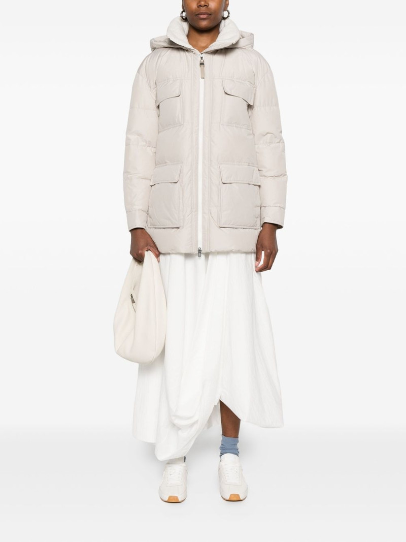 Brunello Cucinelli hooded flap-pocket puffer coat outlook
