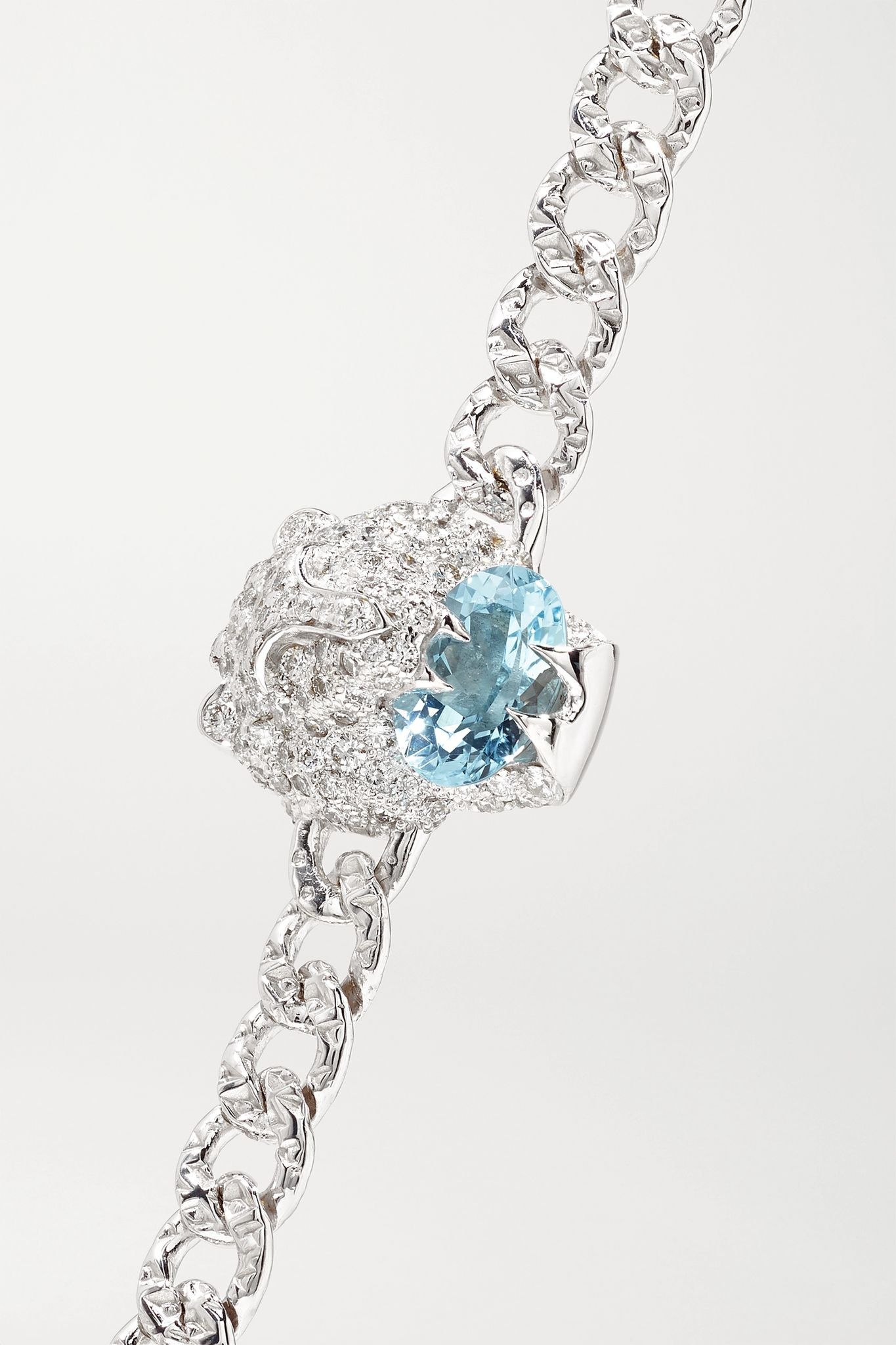 18-karat white gold, diamond and aquamarine bracelet - 4