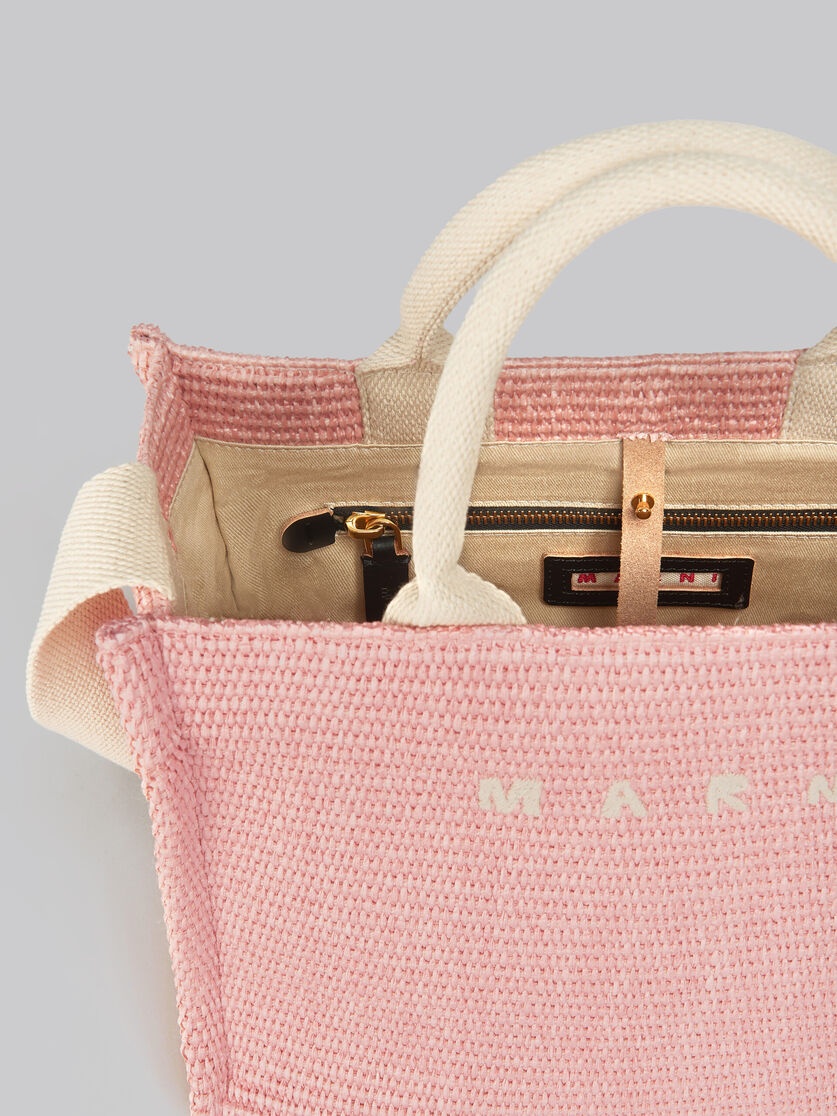 PINK RAFFIA-EFFECT SMALL TOTE BAG - 4