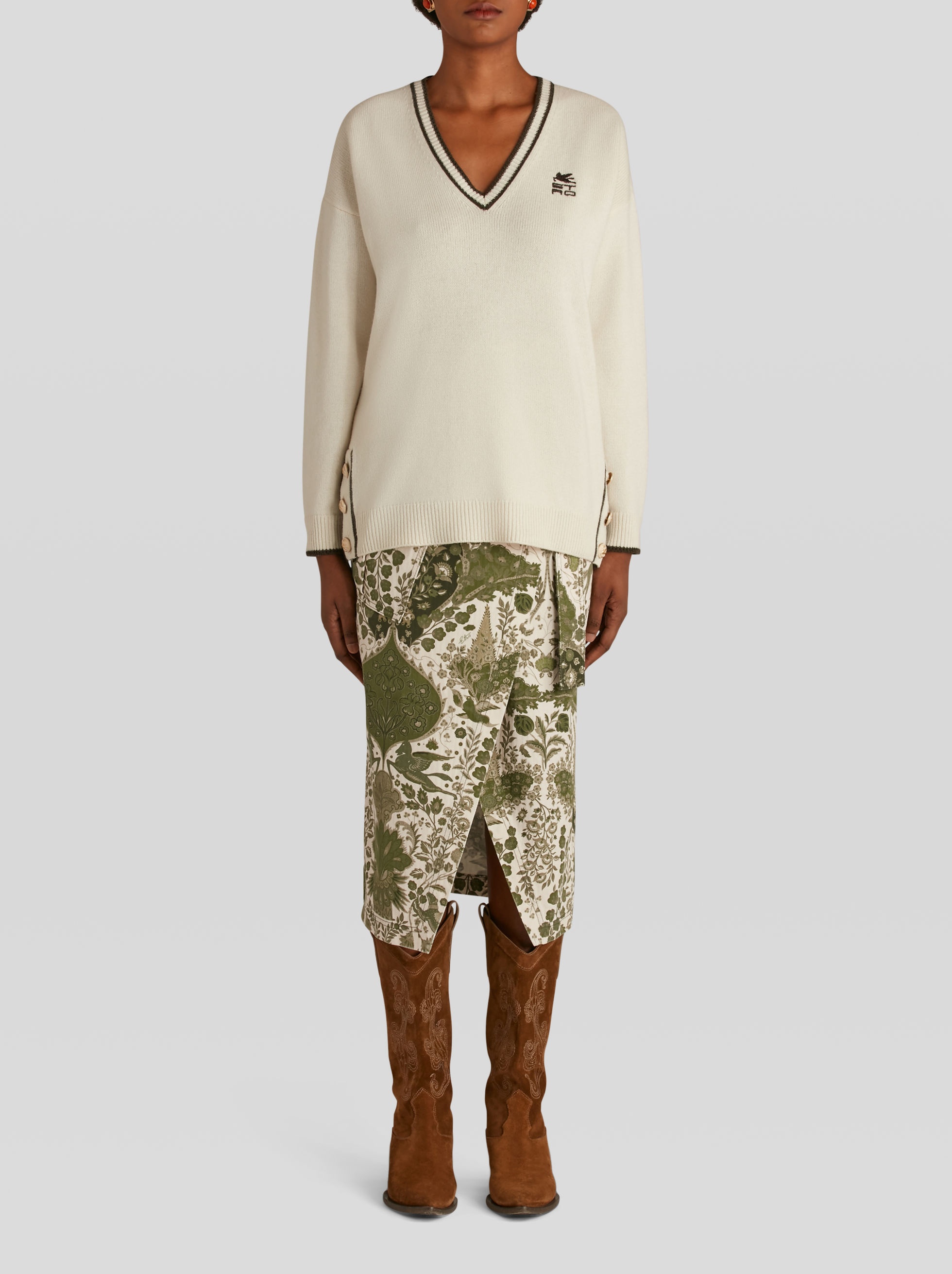 PRINTED COTTON WRAP SKIRT - 3