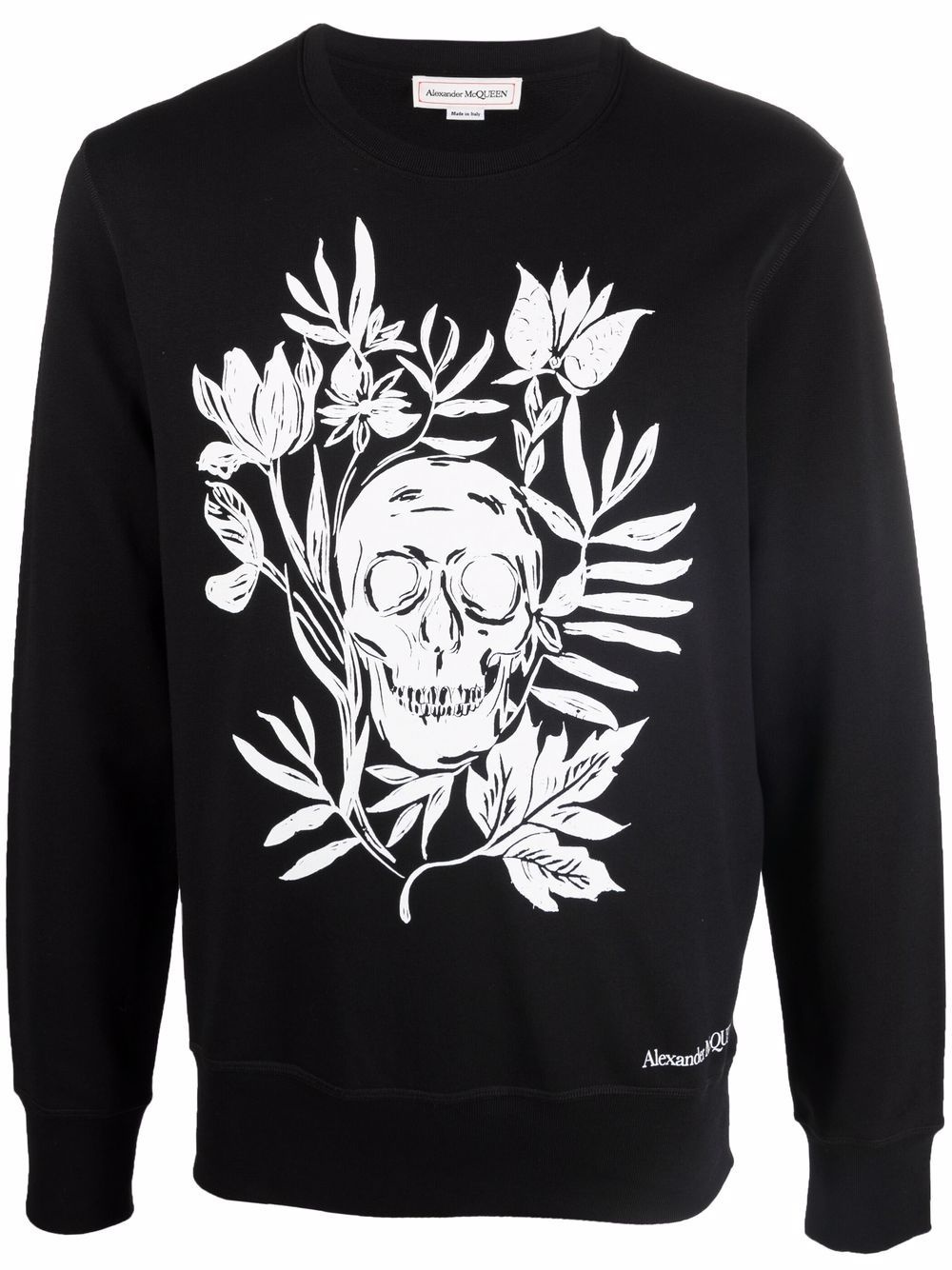 skull floral-print crew-neck sweatshirt - 1