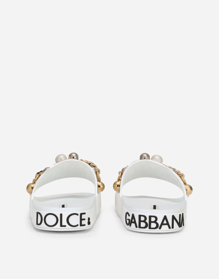 Rubber beachwear sliders with embroidery - 3