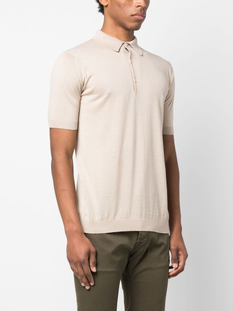 ribbed-knit cotton polo shirt 3