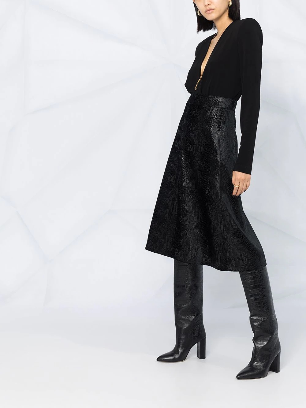 snakeskin-effect midi skirt - 6