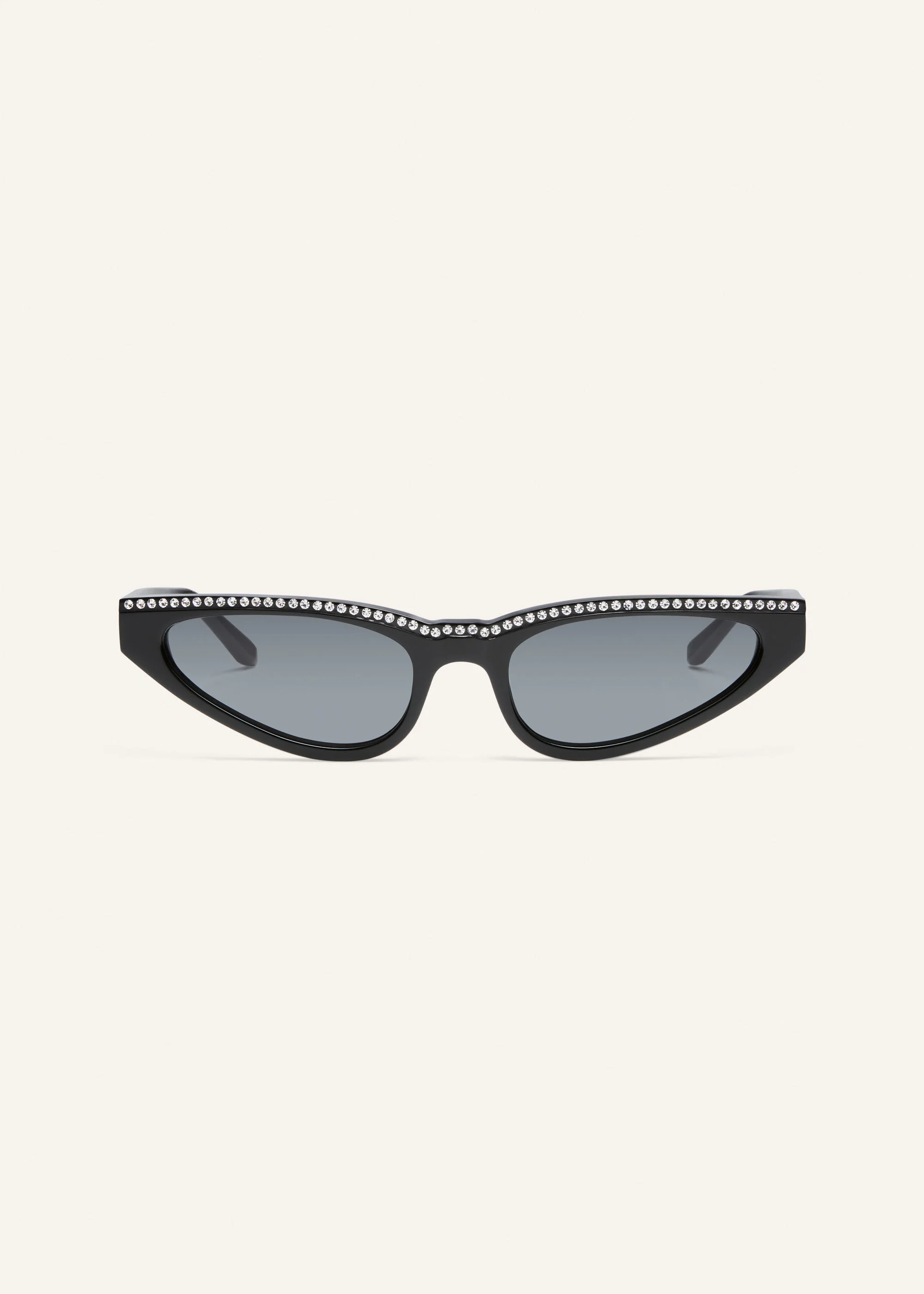 Pointed cat-eye sunglasses in black crystals - 1