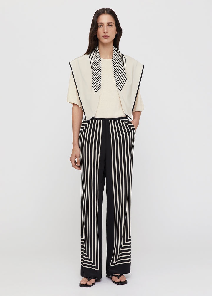 Monogram silk slacks black - 2