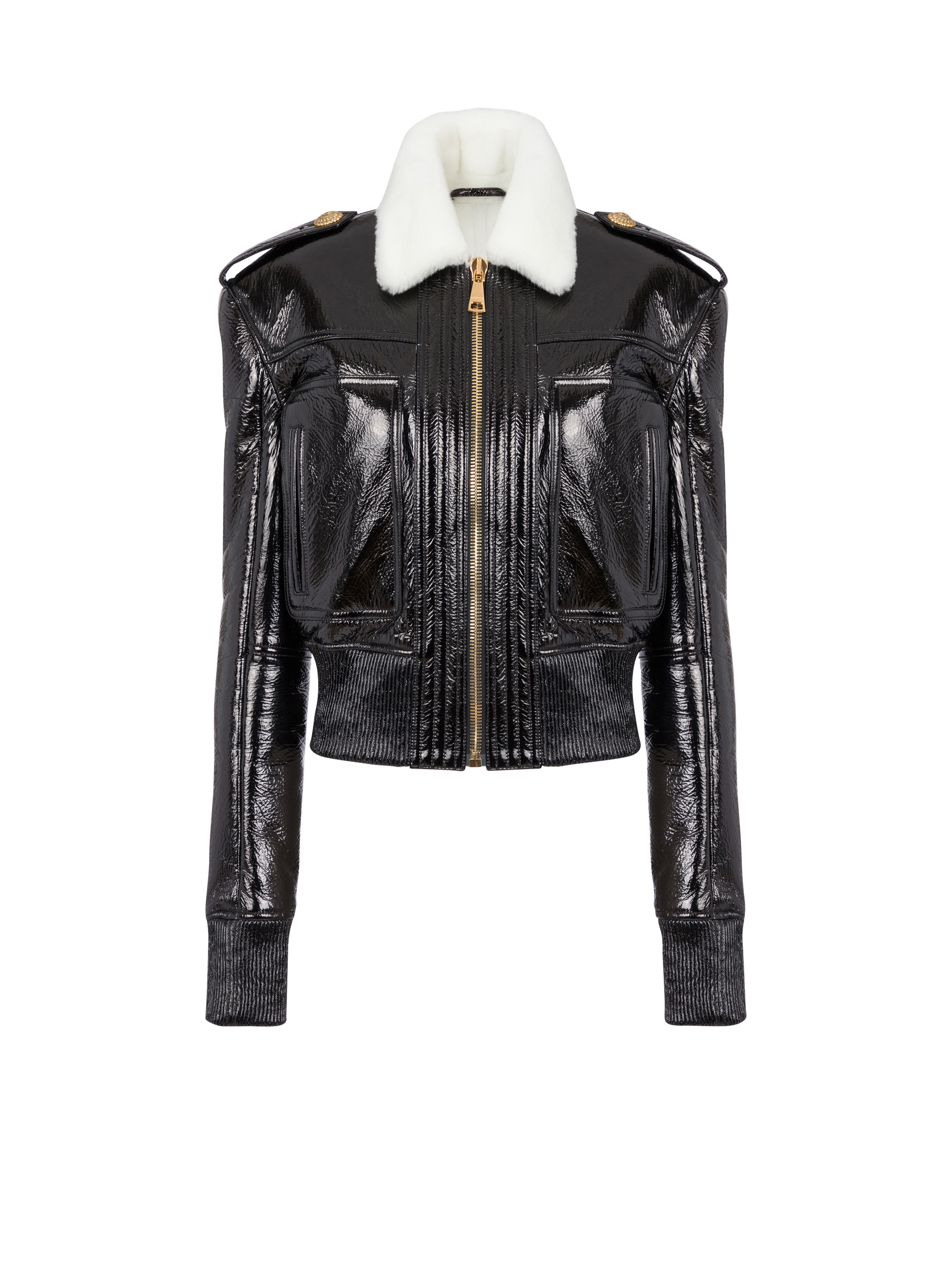 Patent leather and faux fur jacket - 1