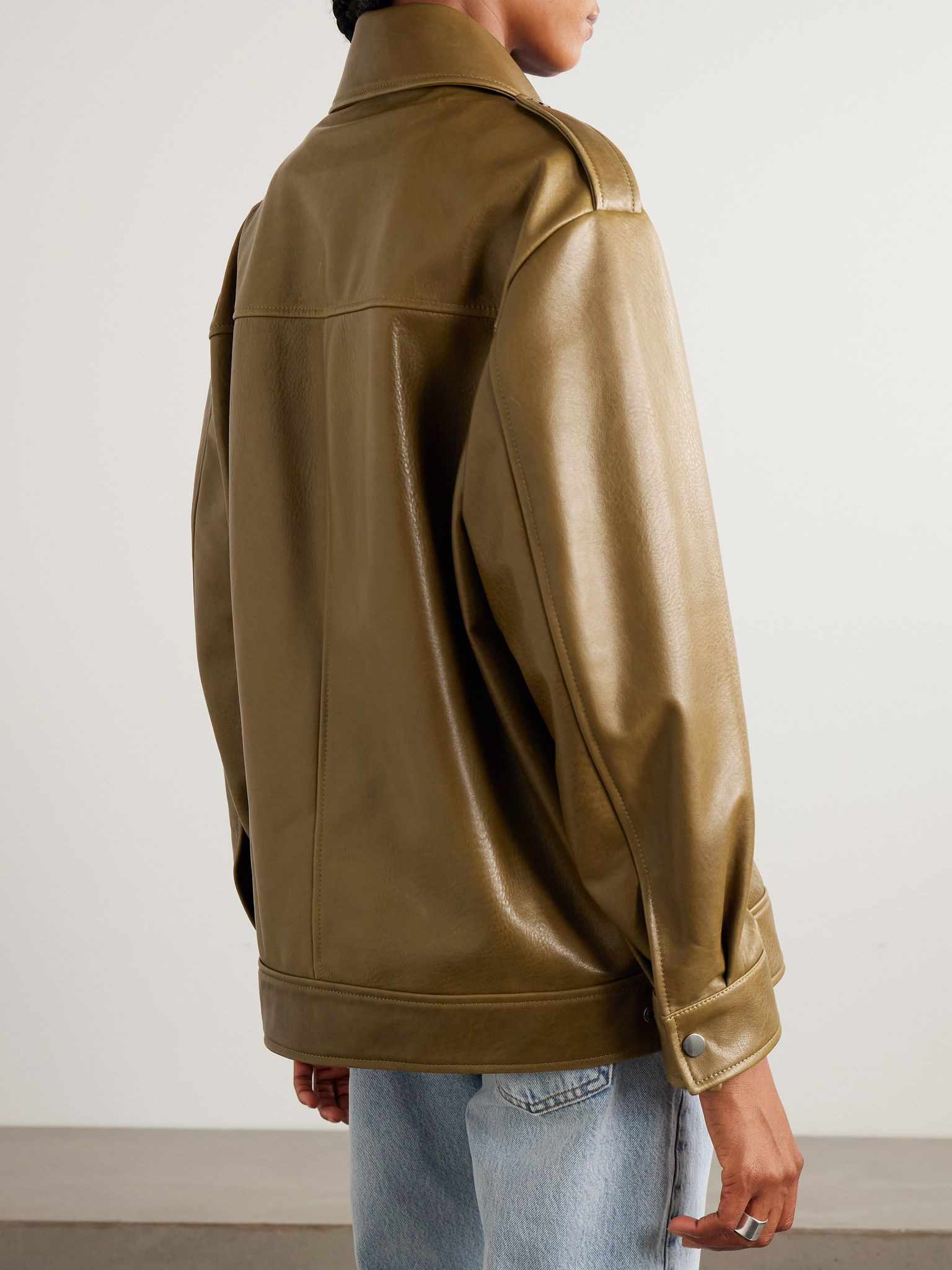 Drey textured-leather jacket Army green - 4