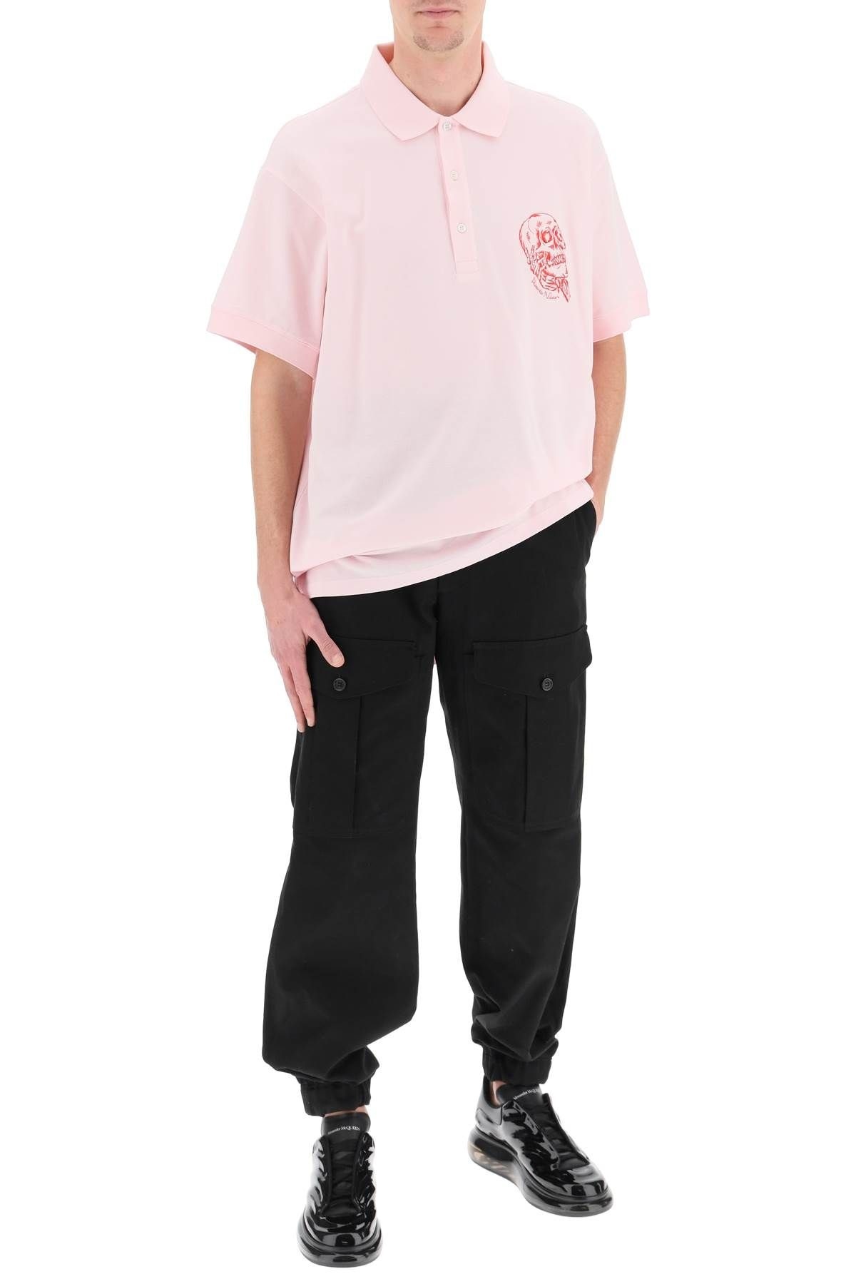 OVERSIZED POLO SHIRT WITH EMBROIDERED SKULL - 2