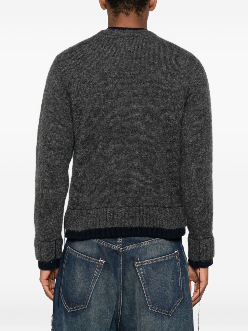 double-layered frayed-edge sweater - 4