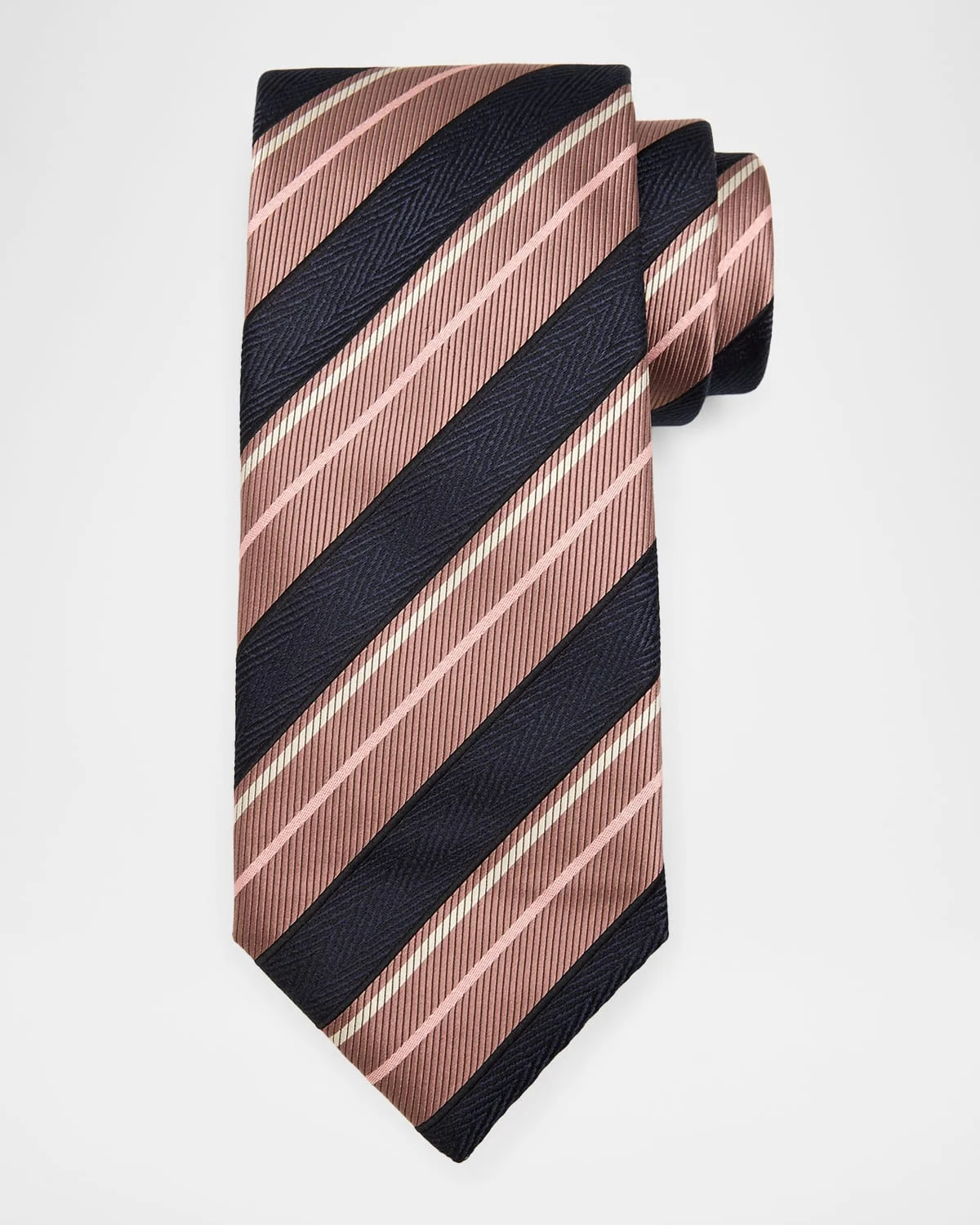 Men's Silk and Cotton Regimental Stripe Tie - 1