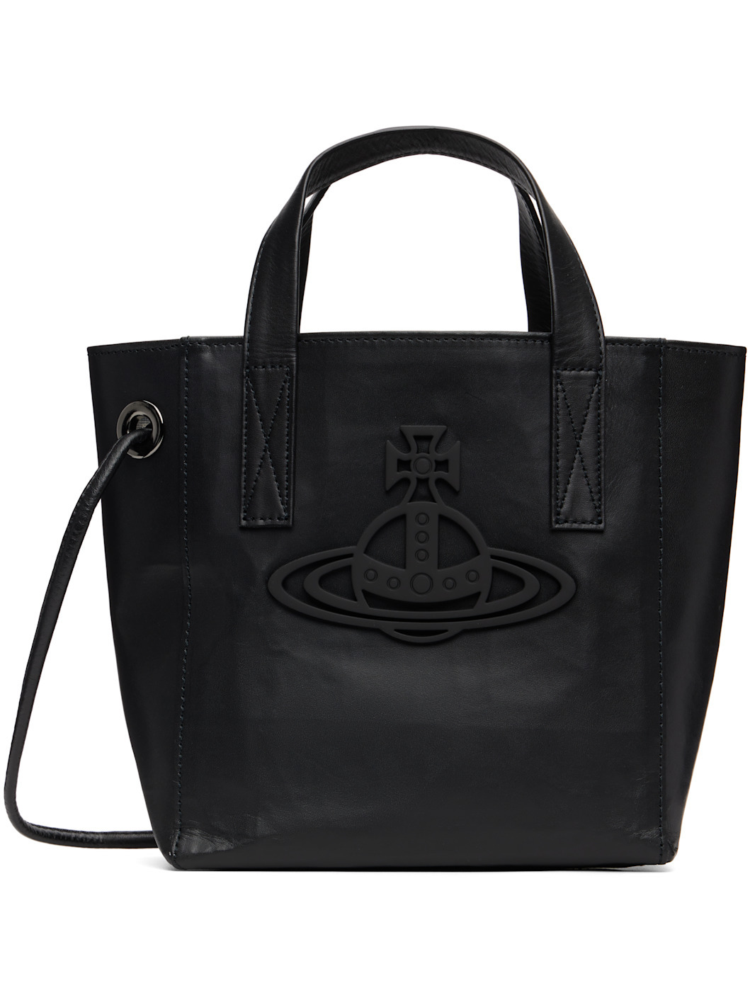 Black Leather Sarah Small Tote - 1