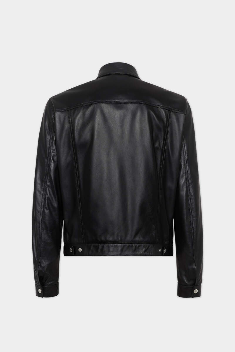 LEATHER BOXY JEAN JACKET - 2