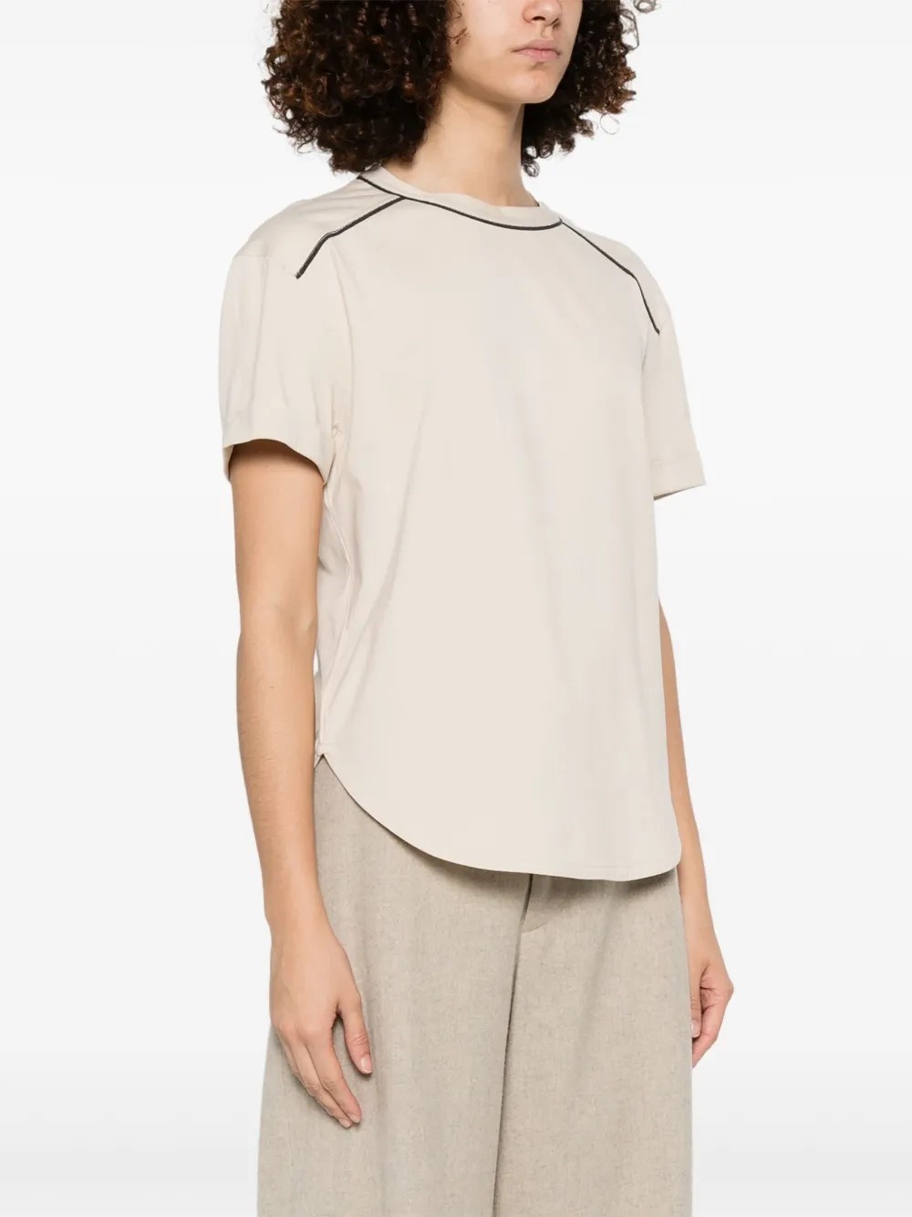 Tシャツ・カットソー Brunello Cucinelli Brunello Cucinelli Monili-Detailed Cotton Brunello Cucinelli MONILI DETAIL TEE | lucianabari | REVERSIBLE