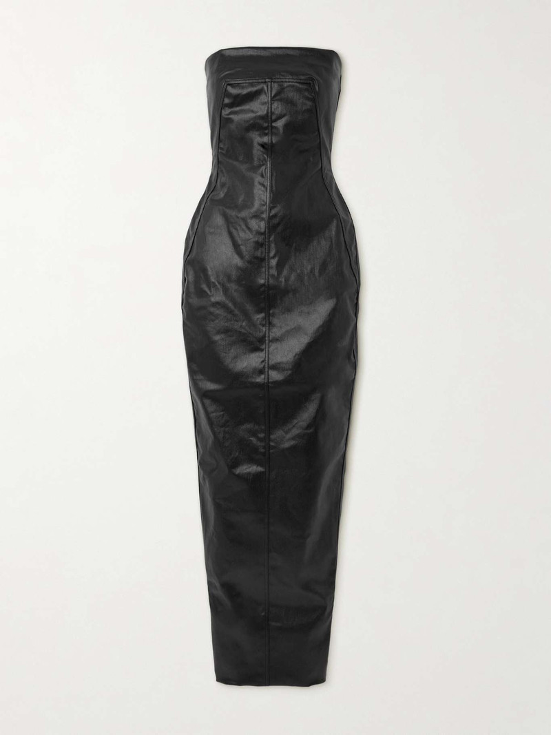Lido strapless paneled coated-denim gown - 1