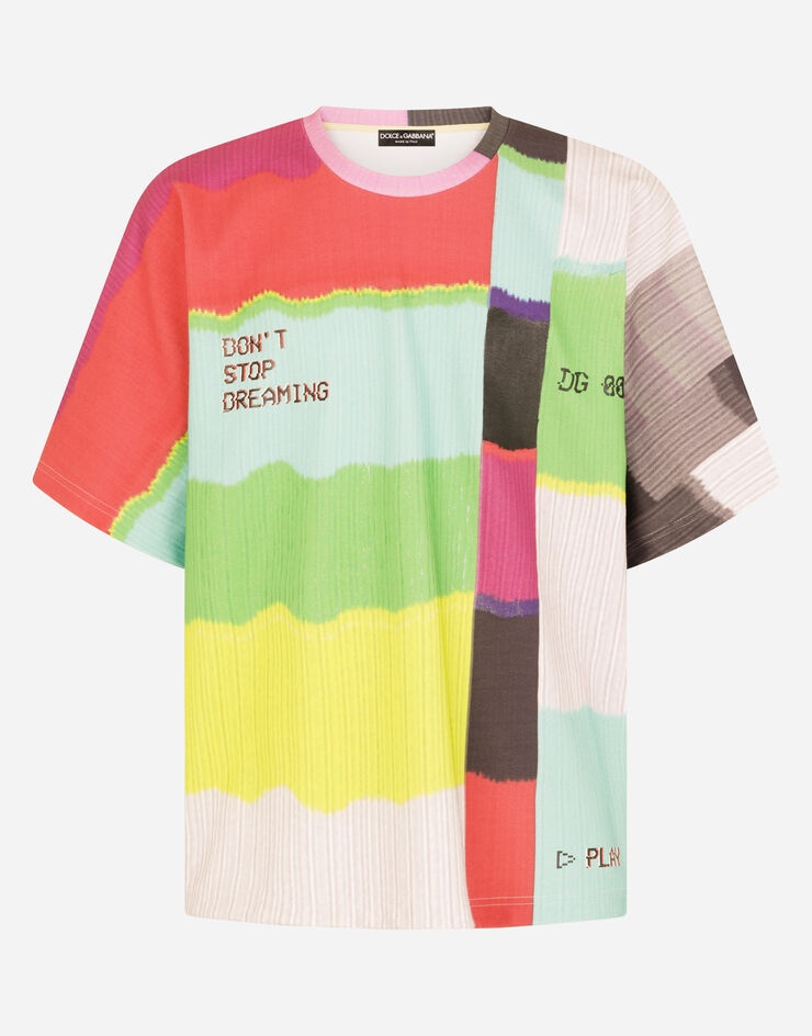 Technical jersey T-shirt with multi-colored glitch print - 3