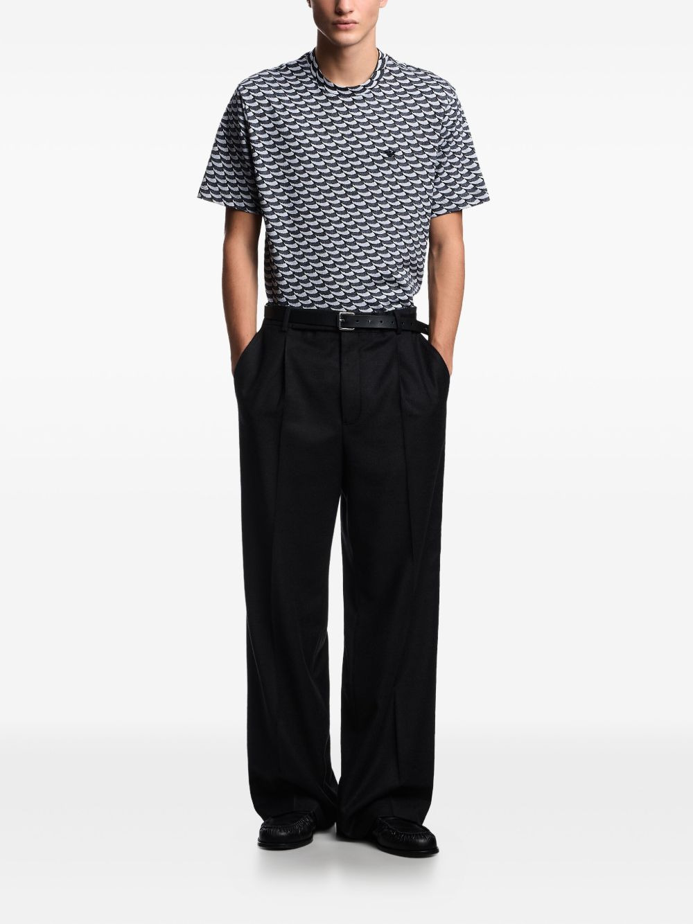 wave-pattern cotton T-shirt - 2