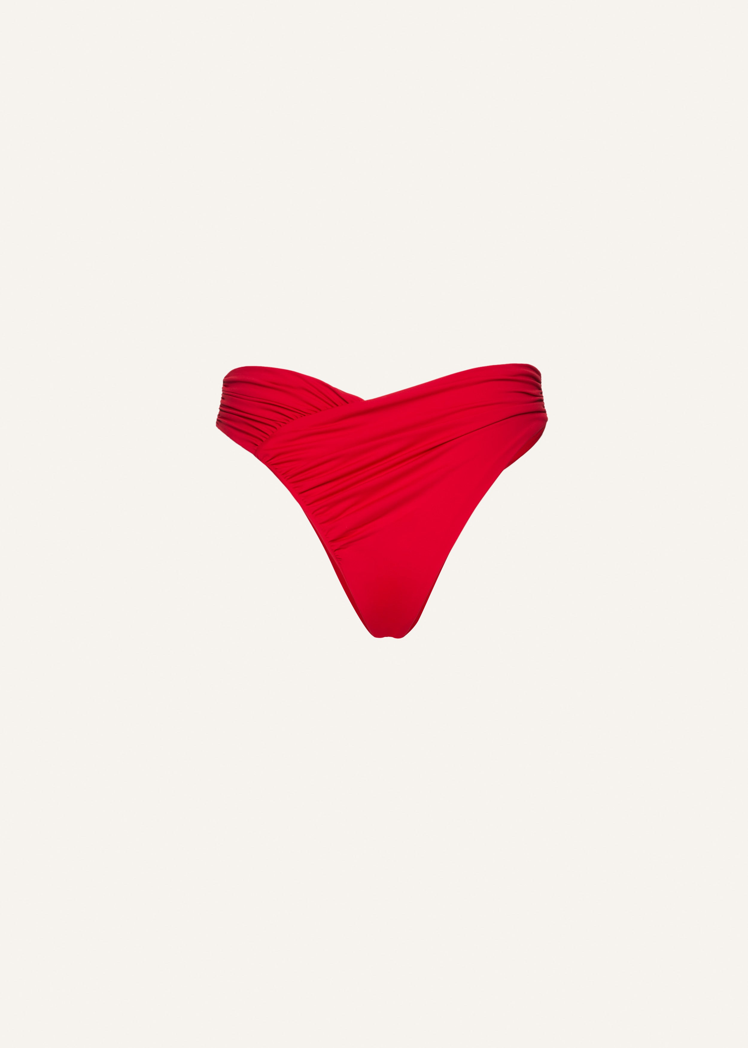 Ruched asymmetric swim bottom in red - 2