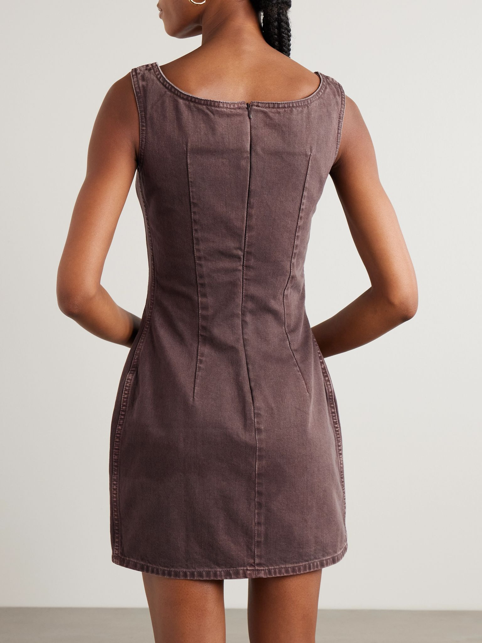 Denim mini dress Brown - 3