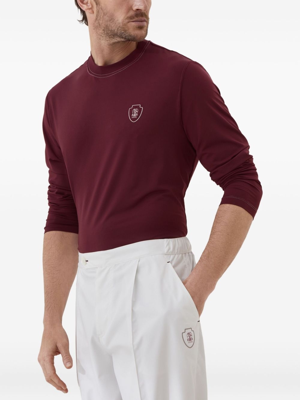 logo-embroidered long-sleeve T-shirt - 3