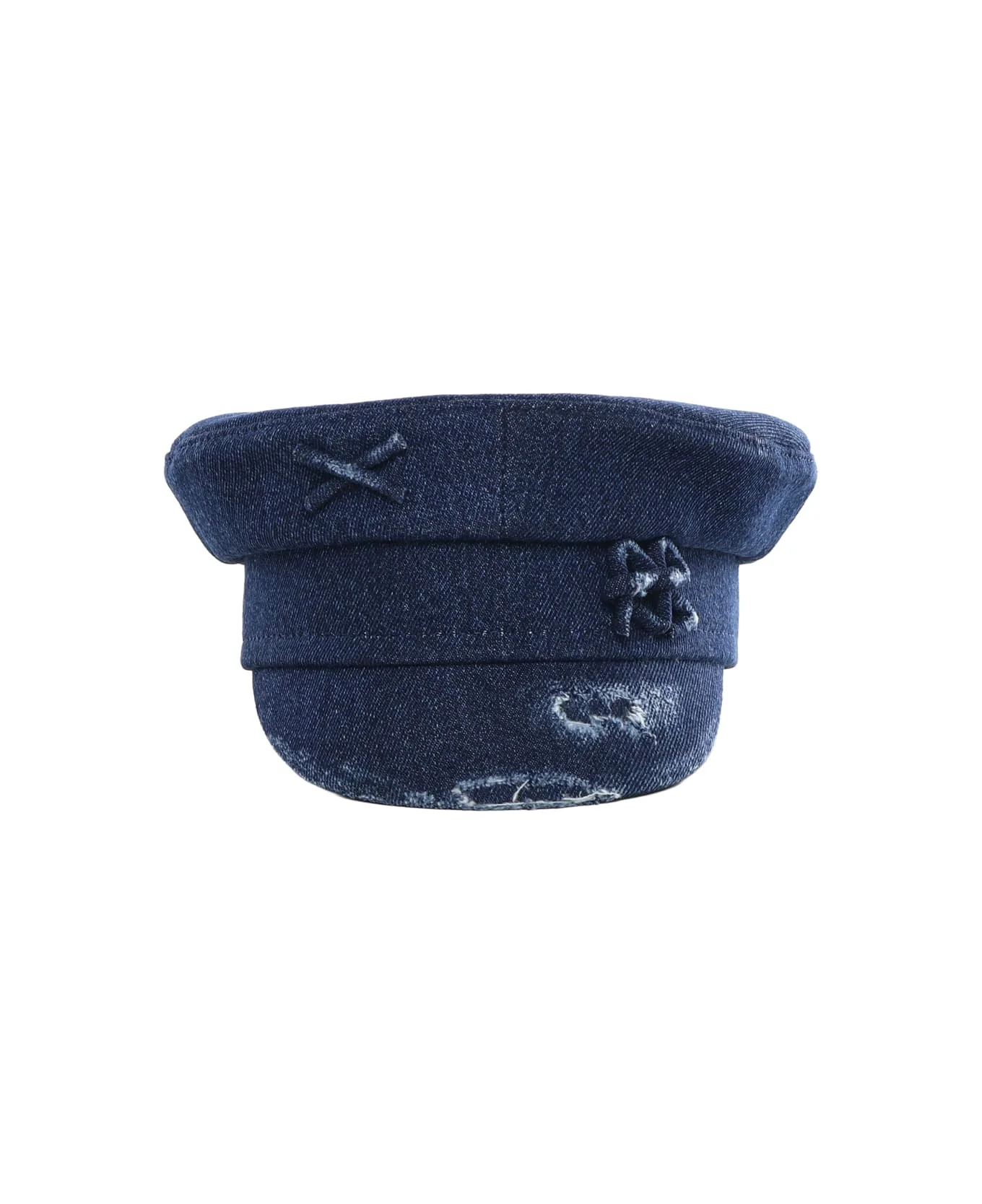 Distressed Denim Baker Boy Hat - 1