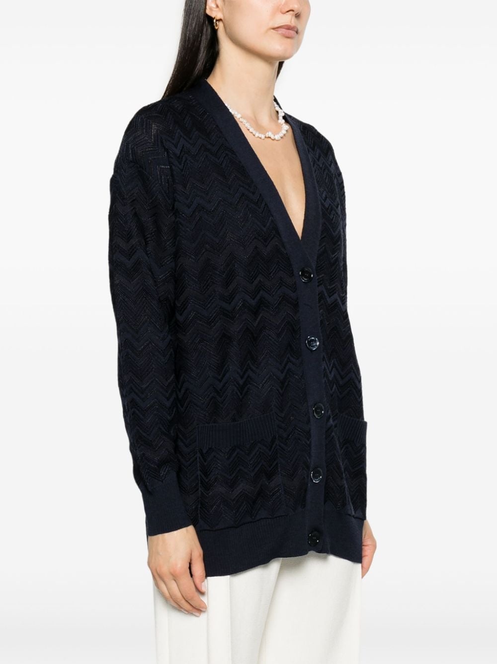 zigzag crochet-knit cardigan - 3