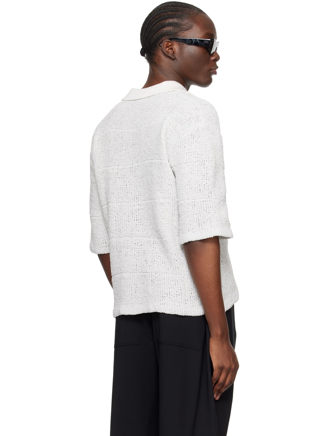 Gray Open Spread Collar Polo - 3