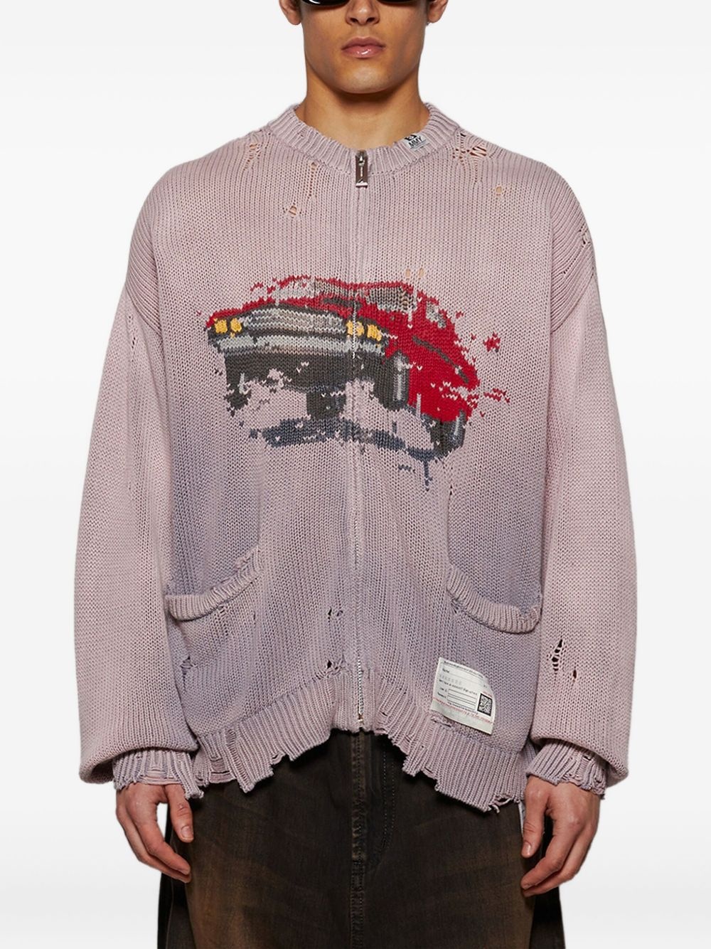 Car distresses cardigan - 3
