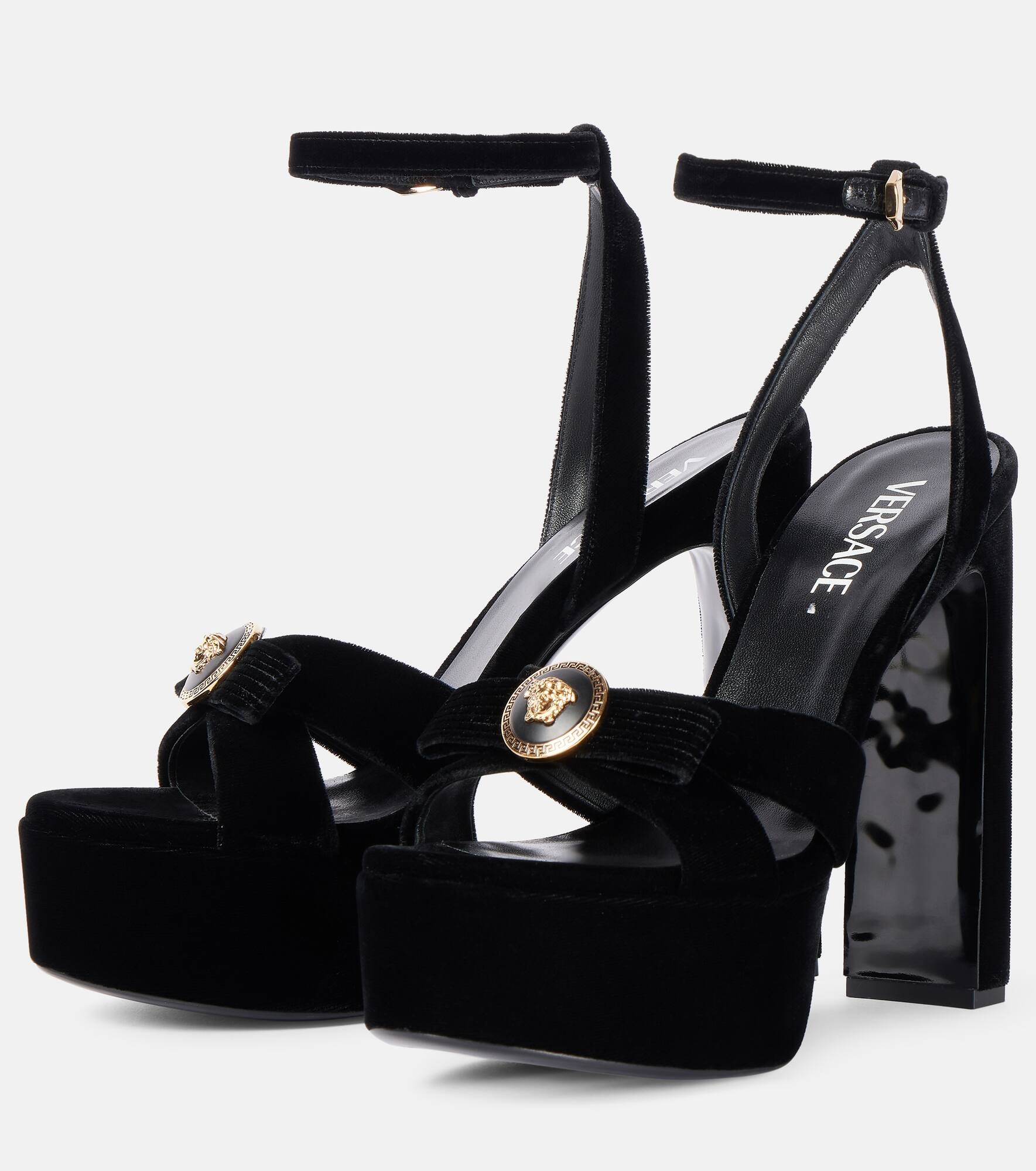 Medusa velvet platform sandals - 4