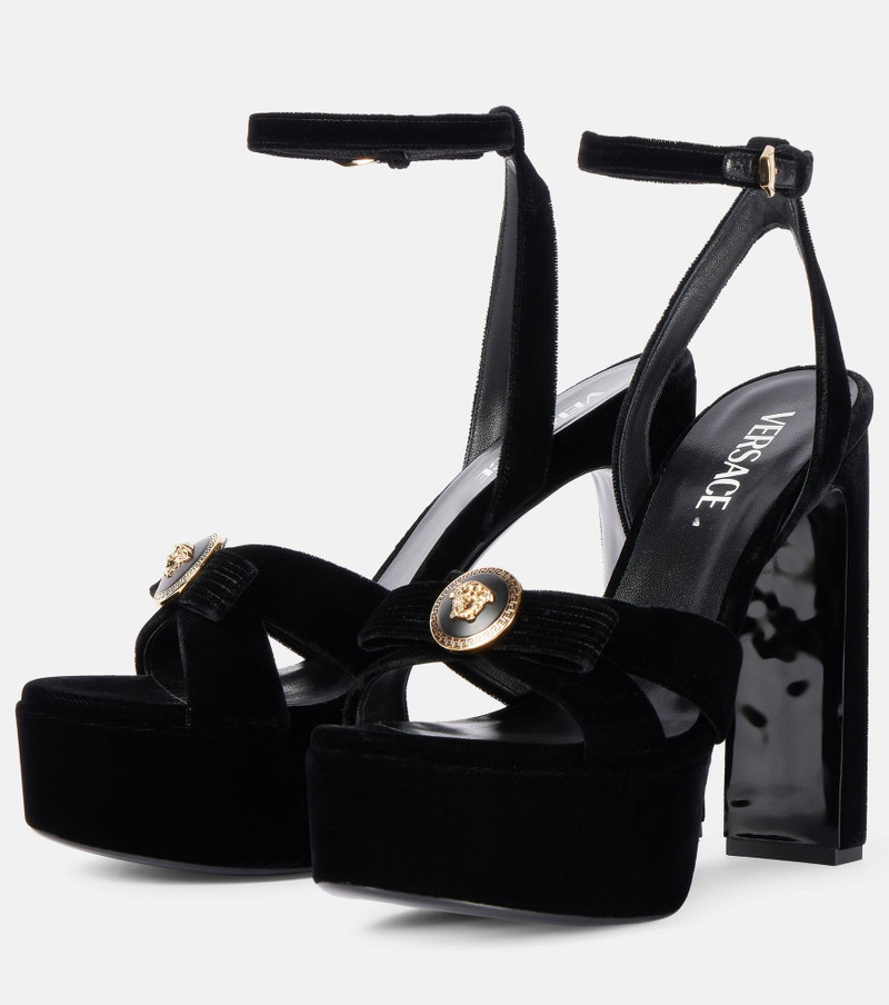 Medusa velvet platform sandals 4