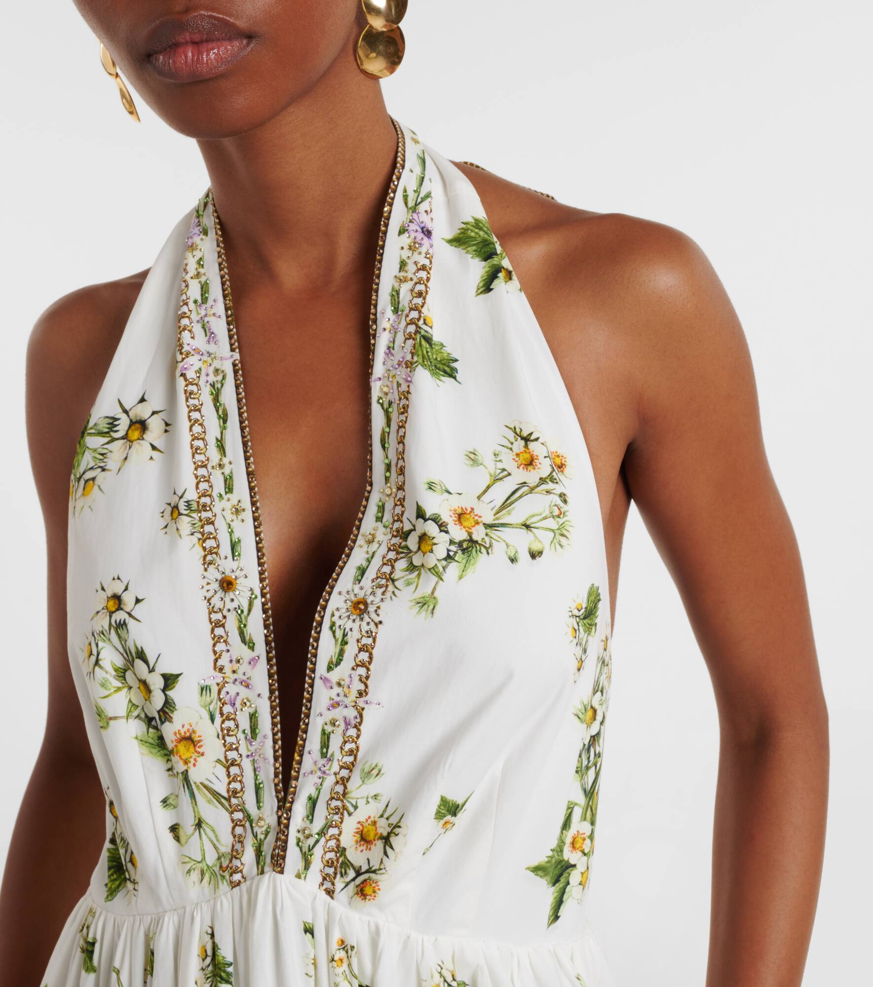 Embellished cotton maxi dress - 4