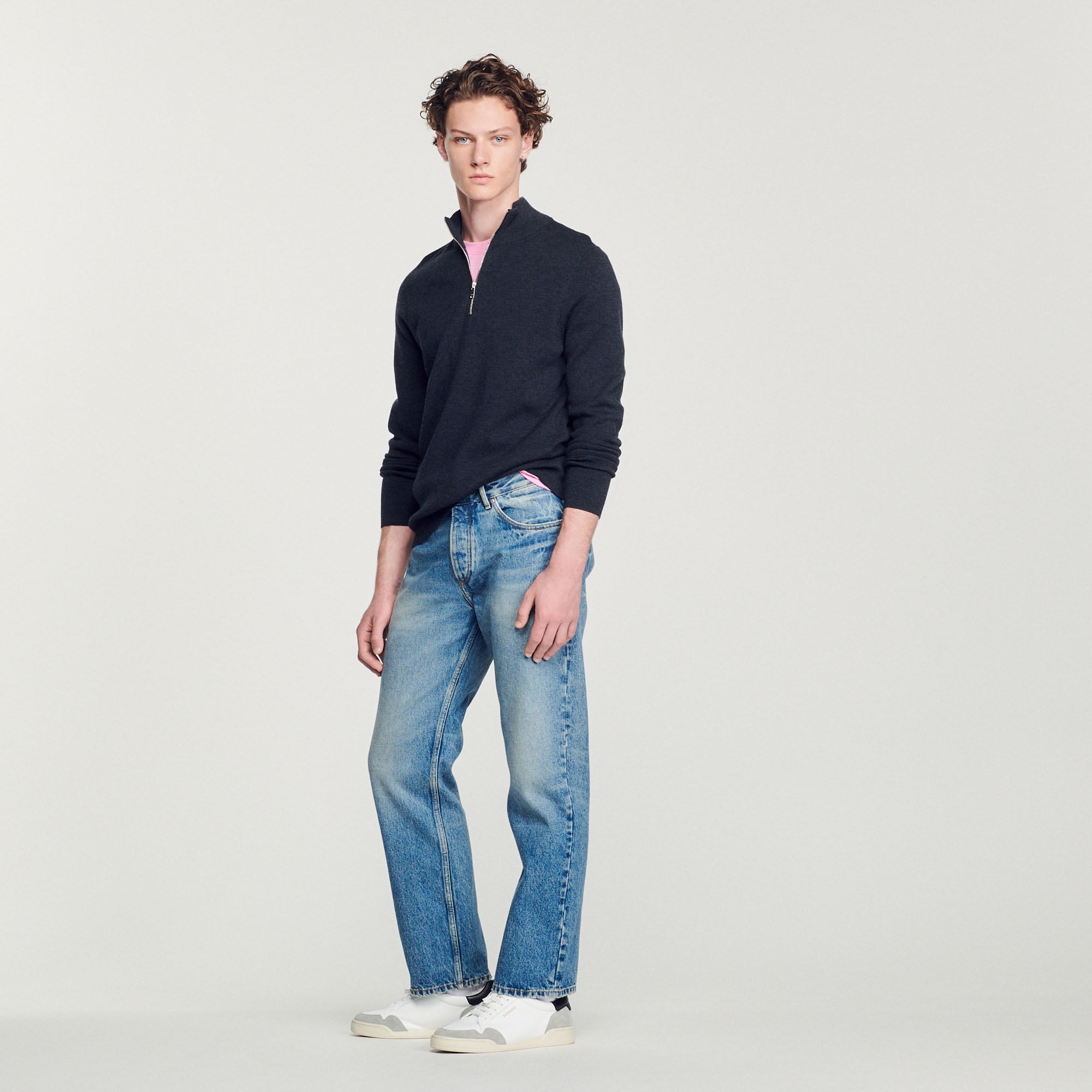 Wool sweater with zipped collar - 5