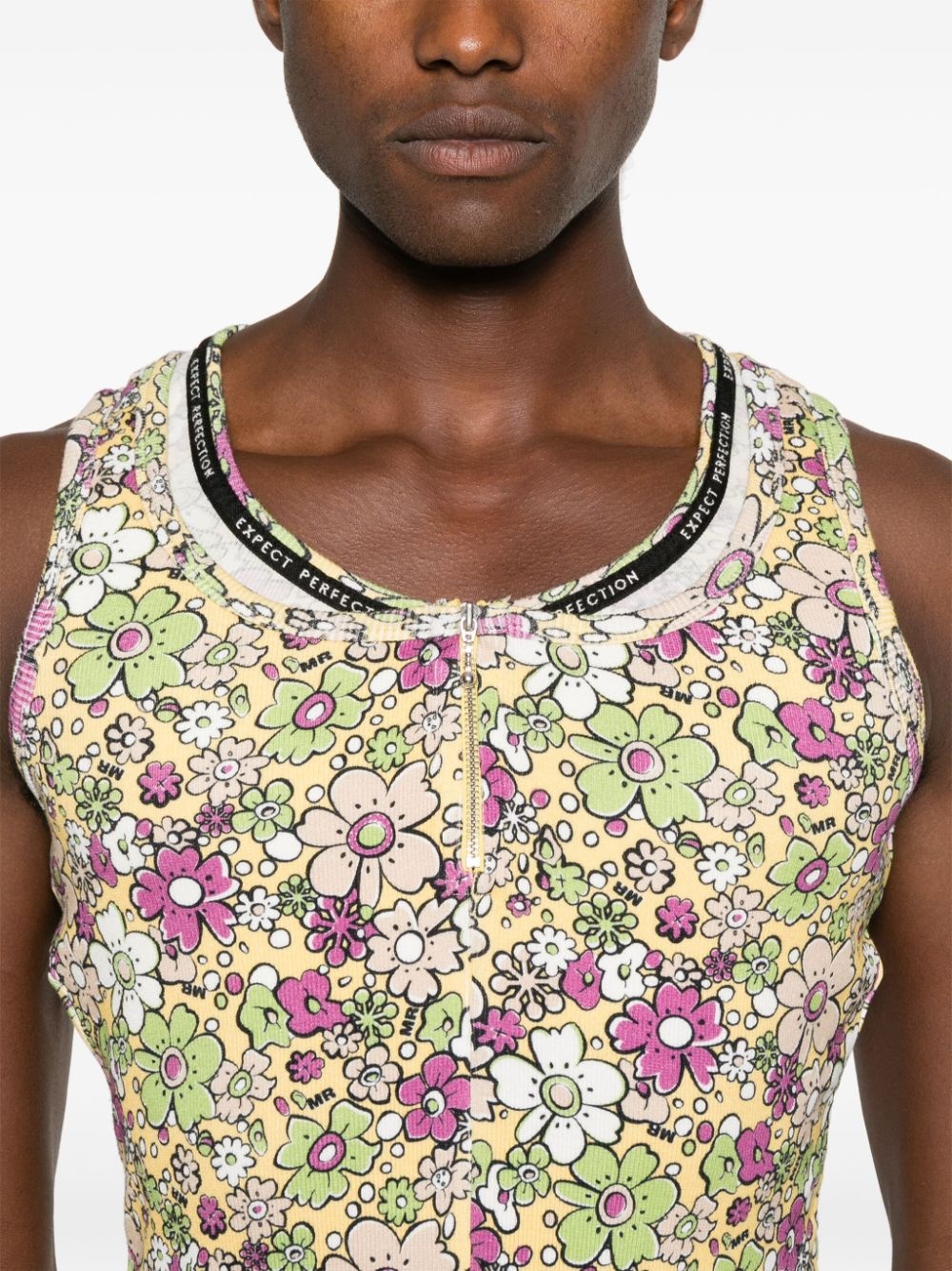 パロマウール　floral-print strapless tank top Womens Tube Tops Pink Flower Floral Mesh Crop Top Strapless