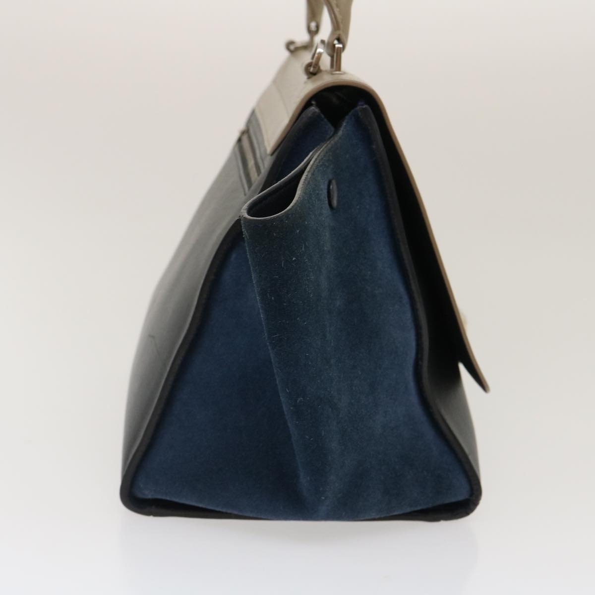 CELINE Hand Bag Leather Suede Gray Navy - 4