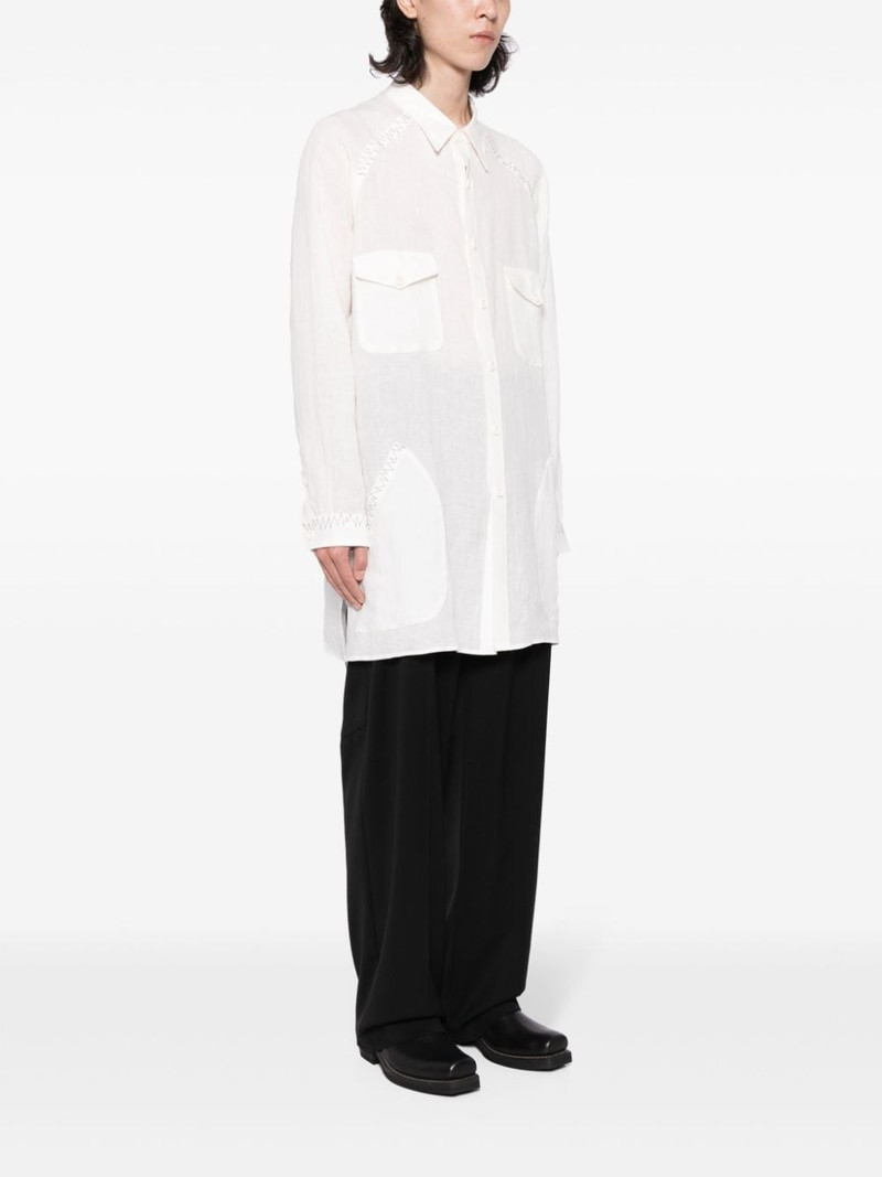 contrast-stitching linen shirt 3