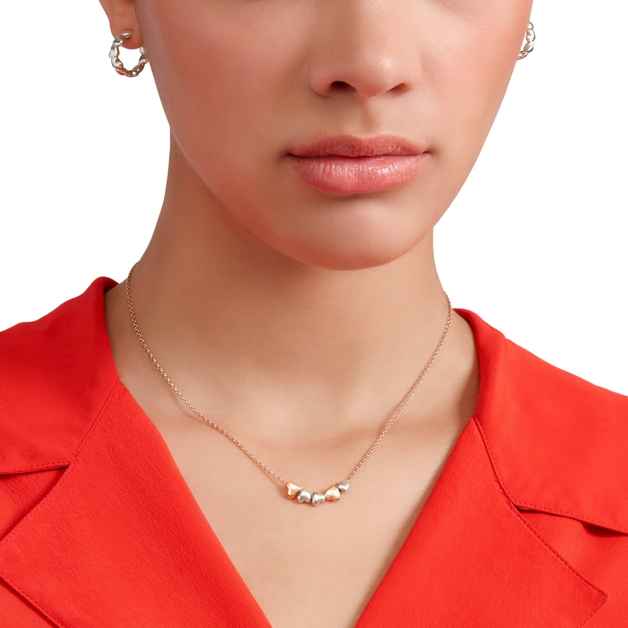 SILVER HEART HOOP EARRINGS - 4