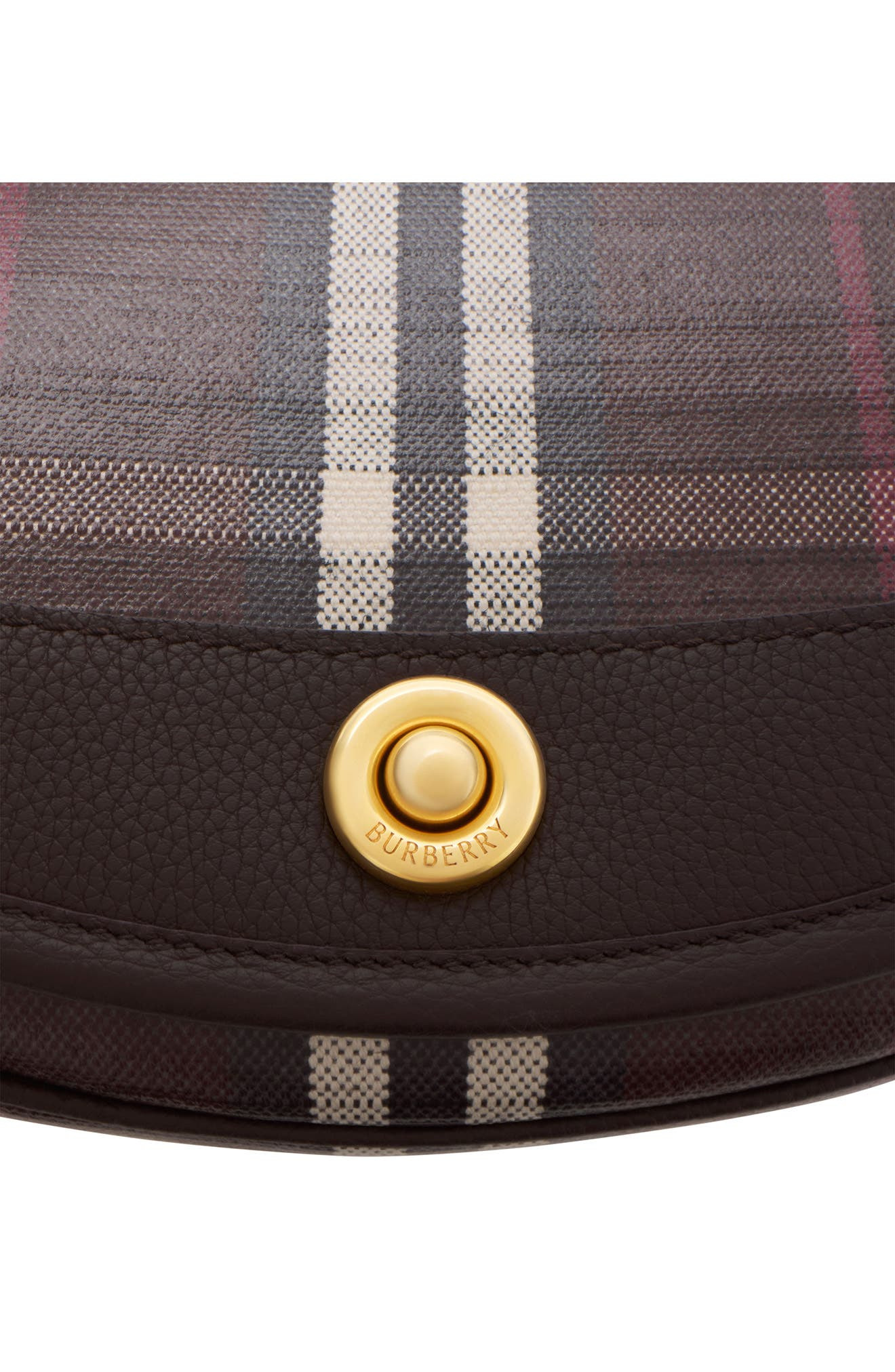 burberry Highlands Check Coated Canvas & Leather Top Handle Bag in Mahogany at Nordstrom - 5