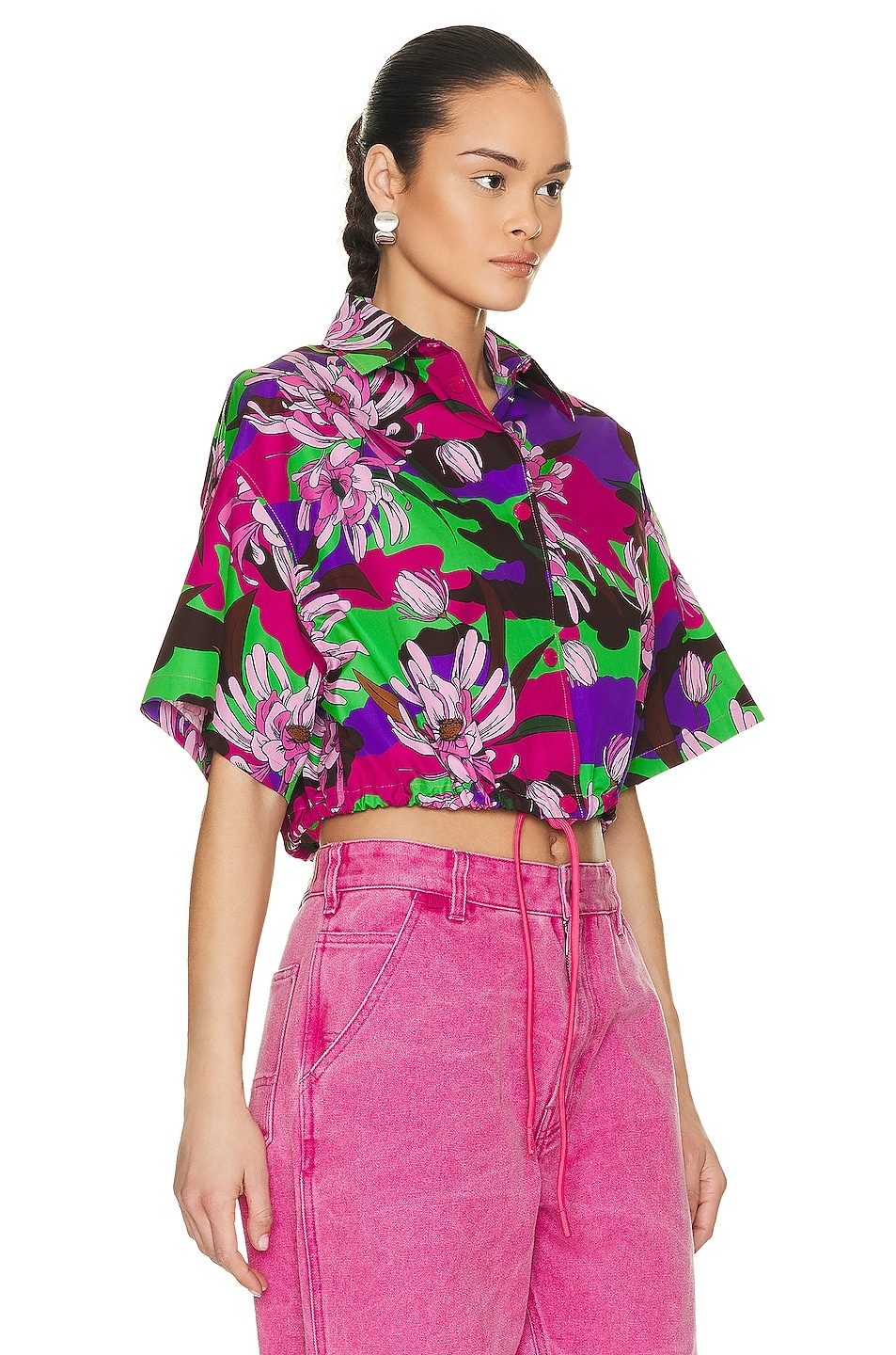 Floral Cropped Short Sleeve Shirt - 2