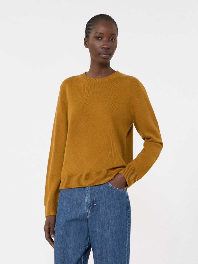 FRESIA Wool and cashmere sweater with patch detail - MUSTARD 3
