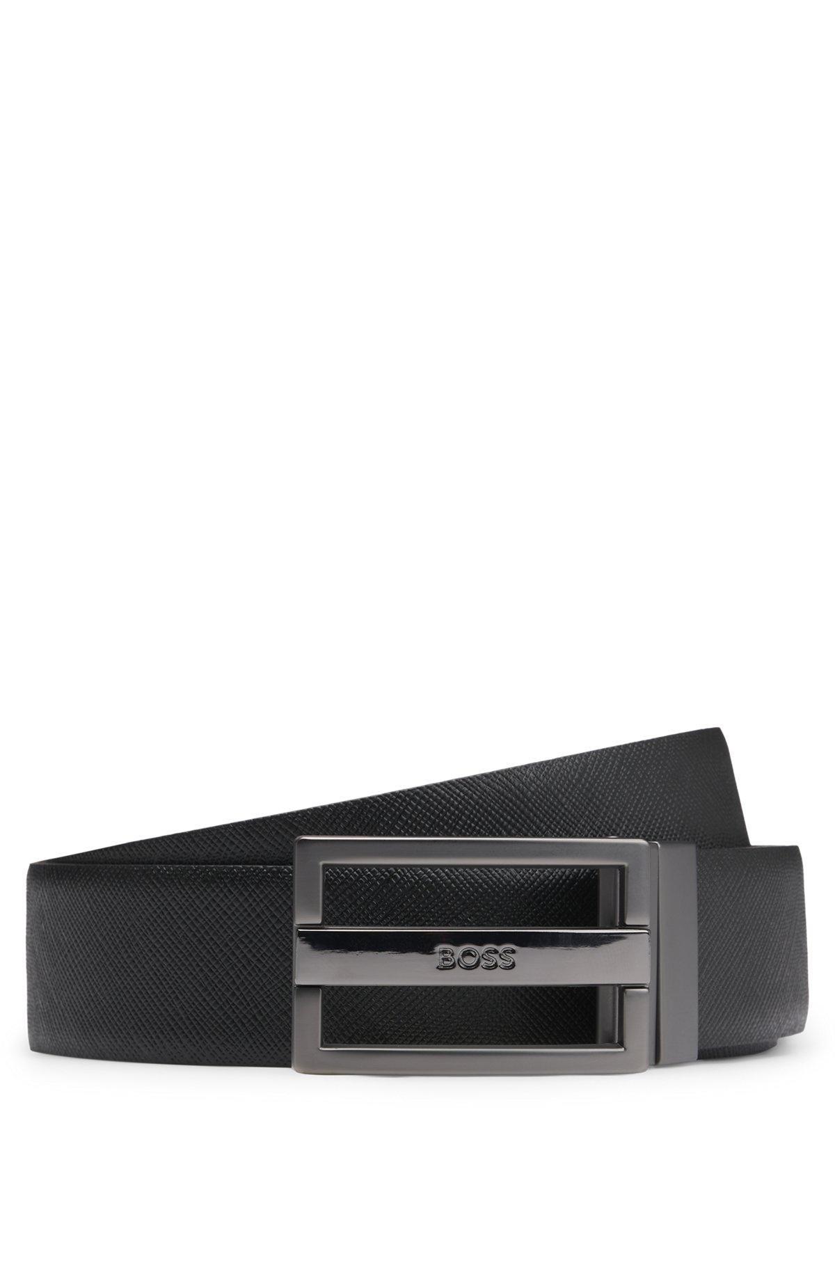 REVERSIBLE ITALIAN-LEATHER BELT WITH TWO BUCKLES - 1