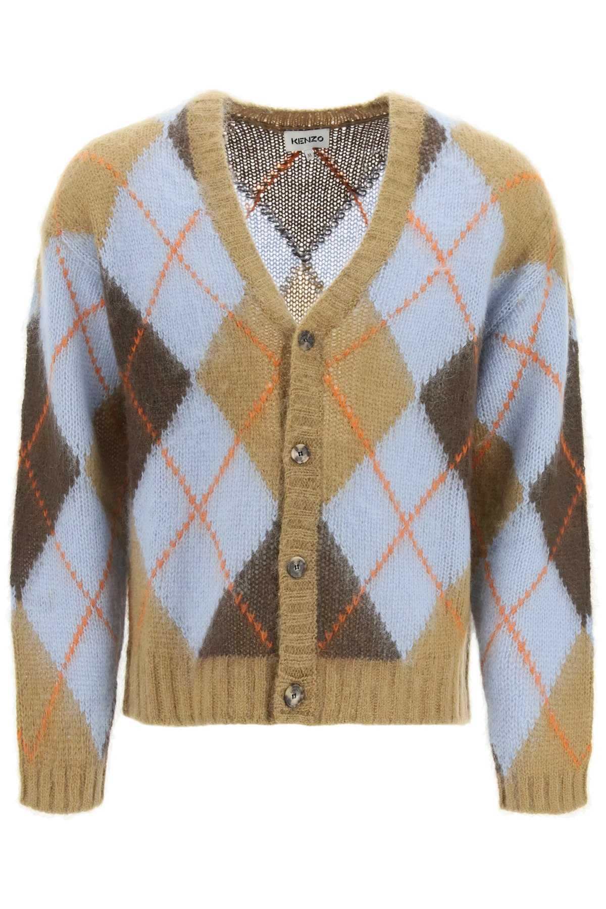 WOOL AND MOHAIR ARGYLE CARDIGAN - 1