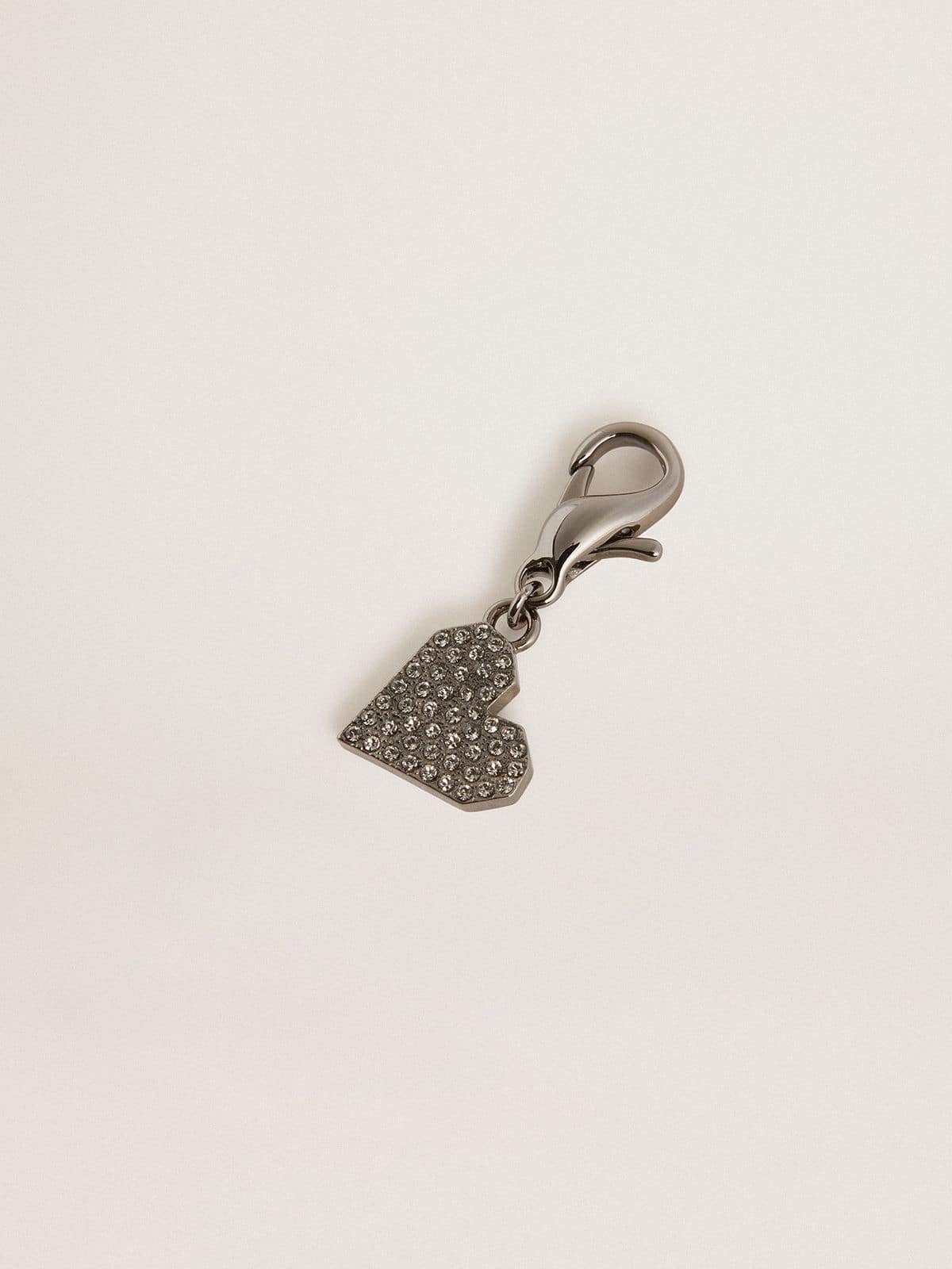 Heart-shaped charm in silver-colored brass with crystals - 2