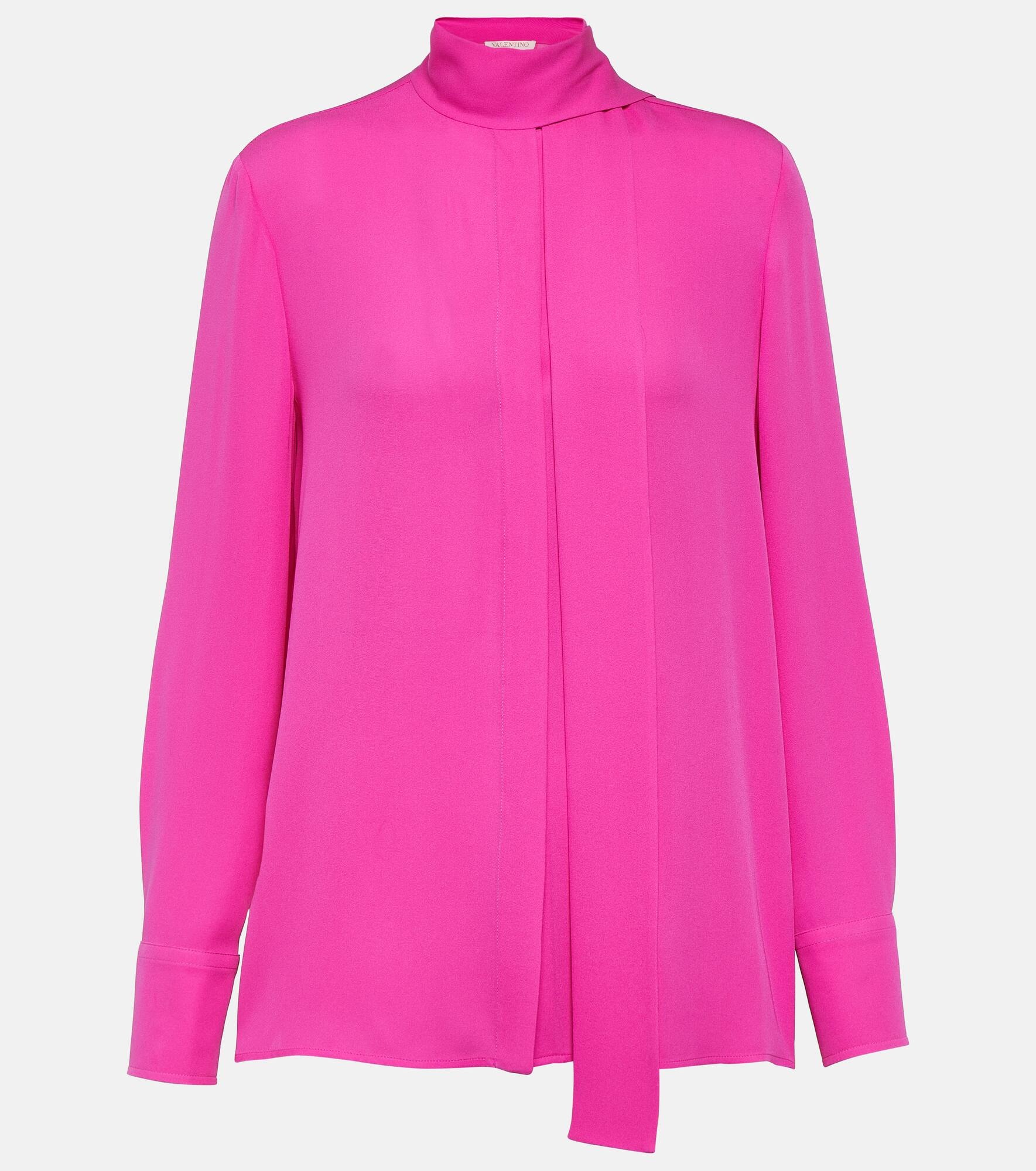 Tie-neck silk georgette blouse - 1