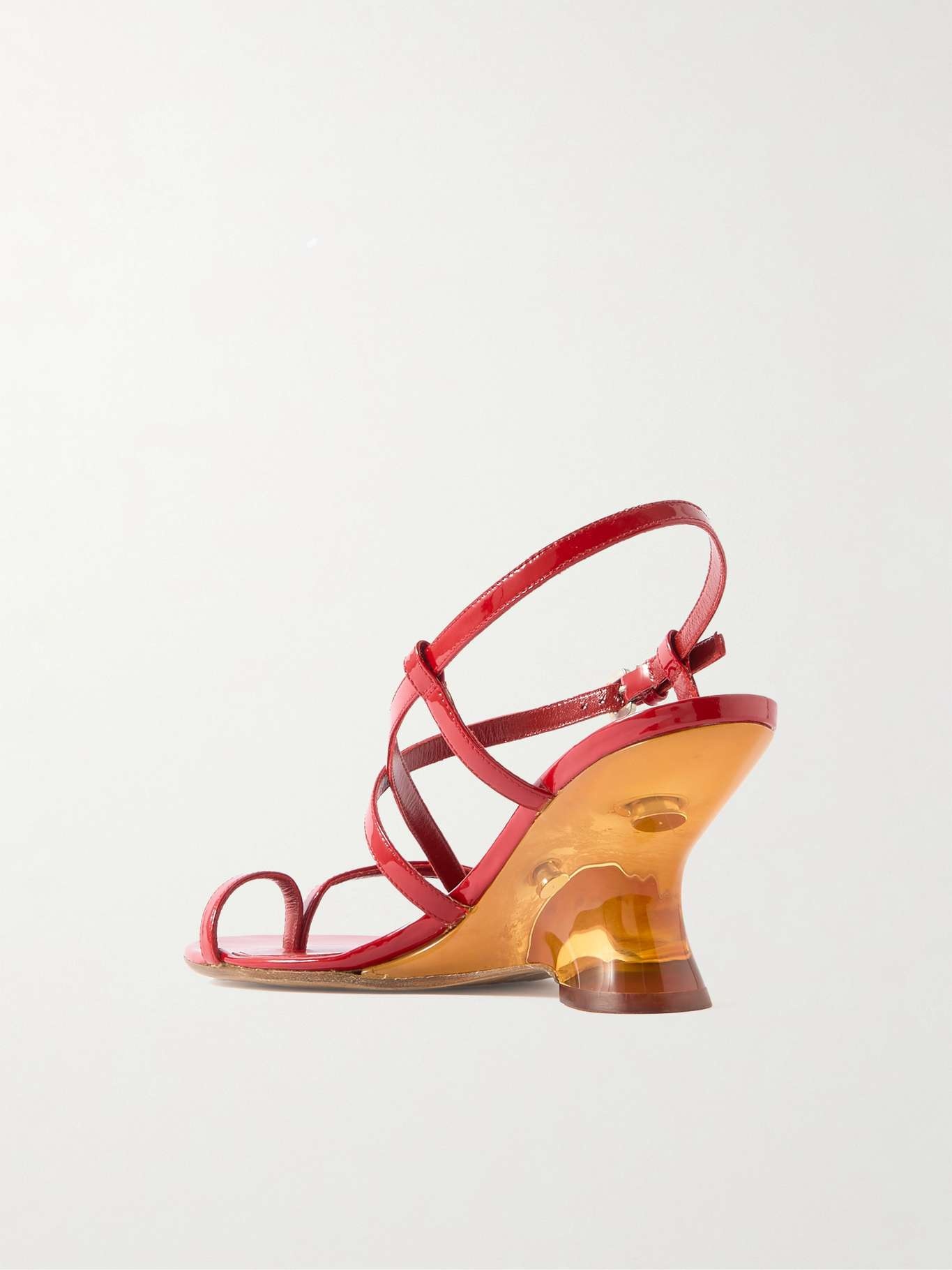 Patent-leather wedge sandals Red - 3