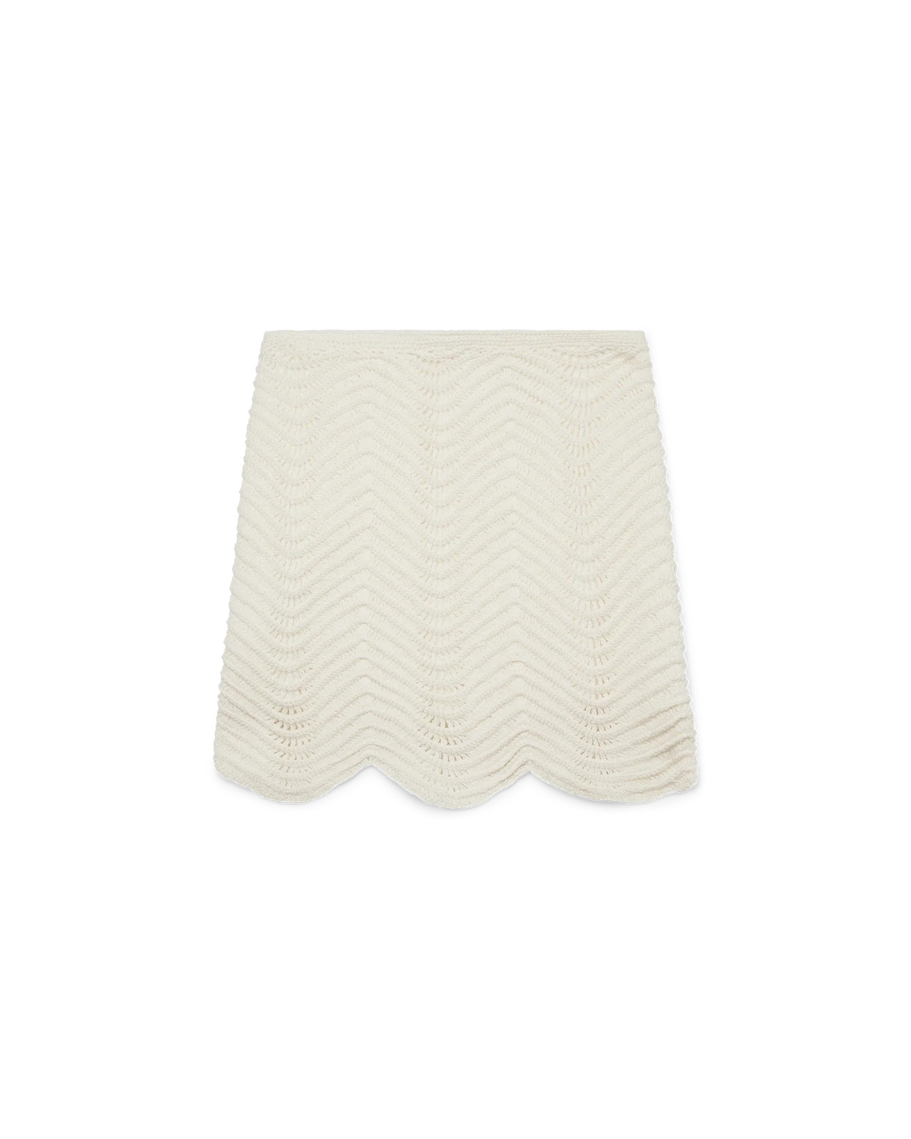 White Wavy Crochet Skirt - 2