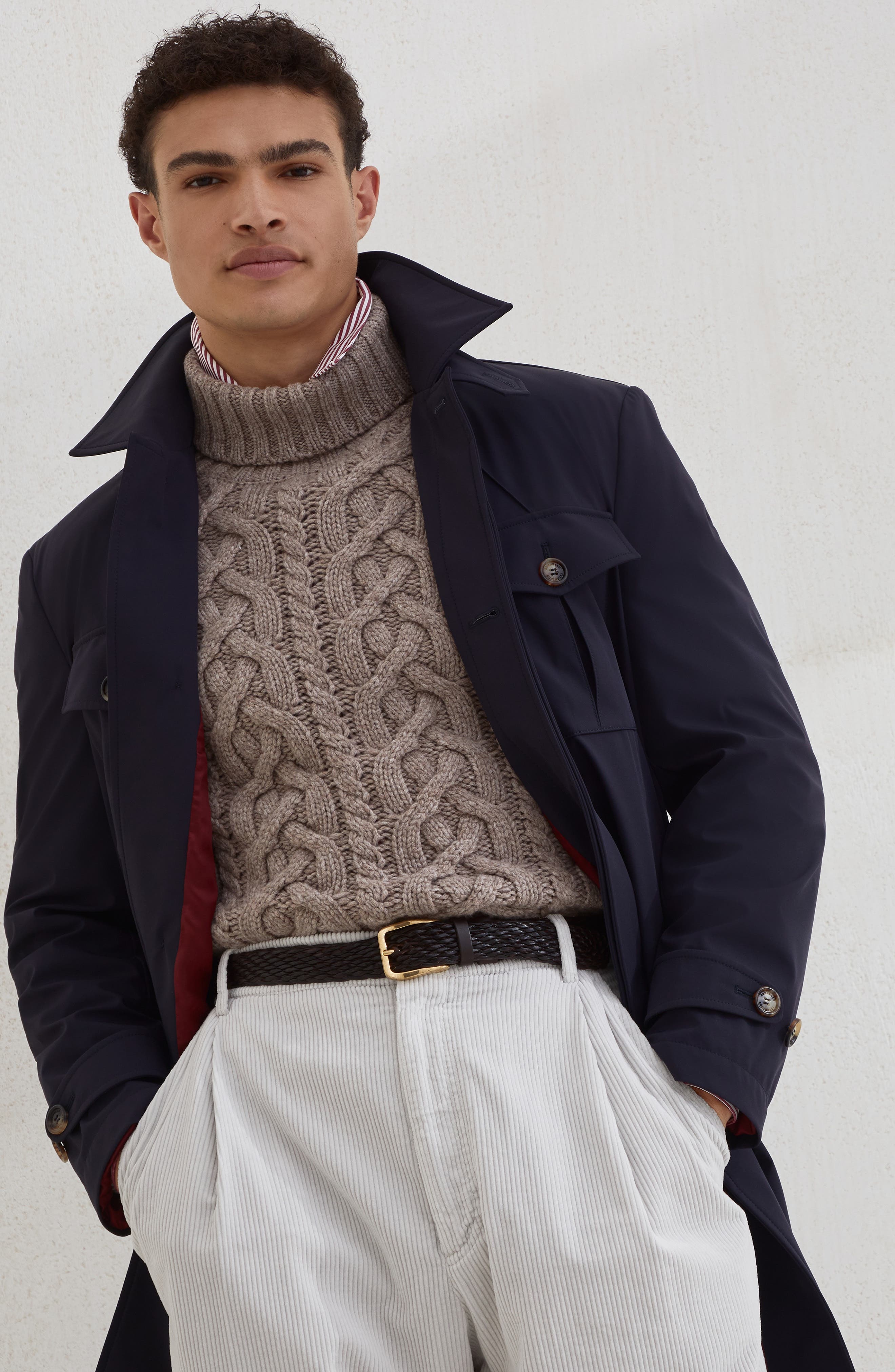 Brunello Cucinelli Cable knit turtleneck sweater in Hazelnut at Nordstrom - 5