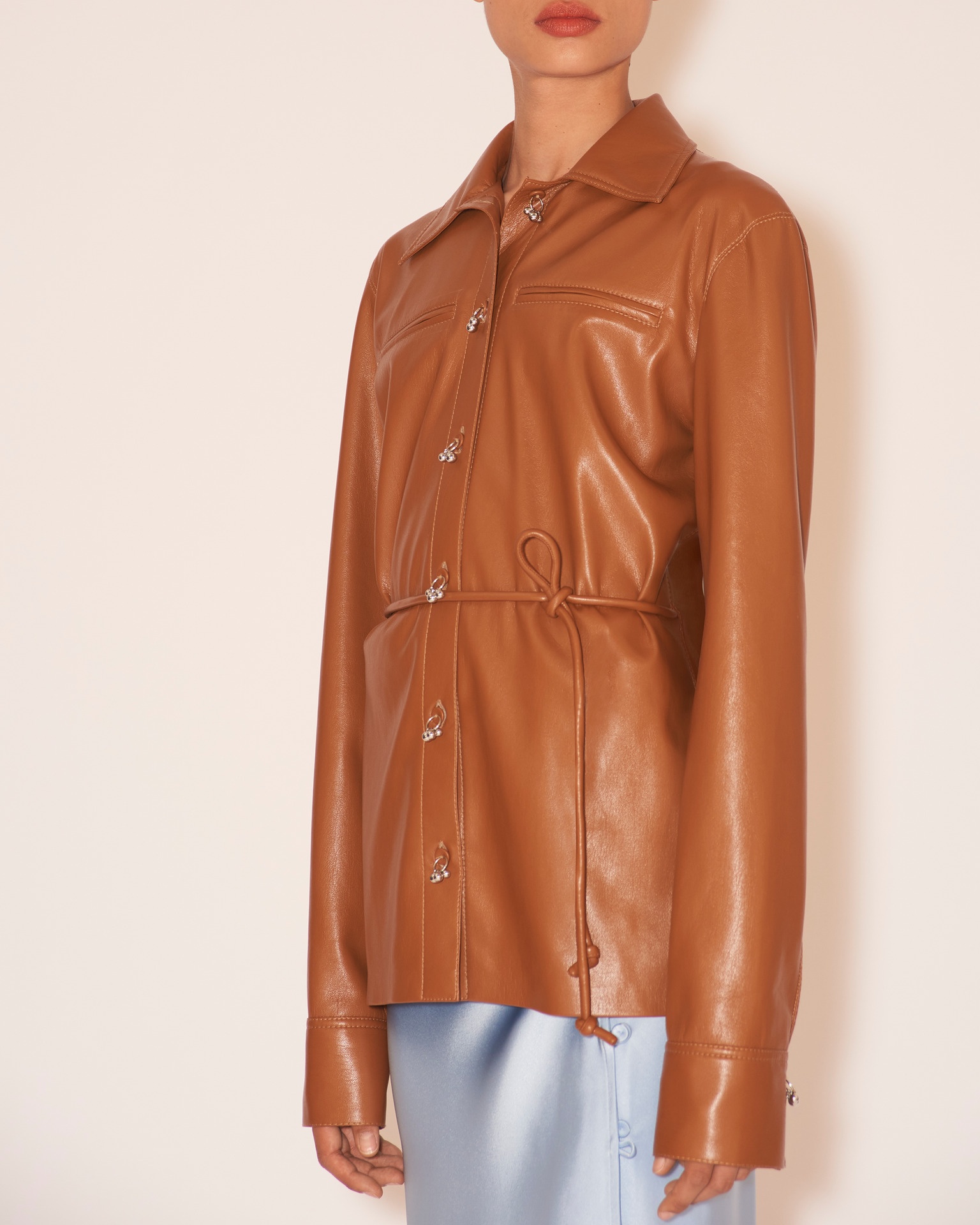 ELIDA - OKOBOR™ alt-leather shirt - Tobacco - 2