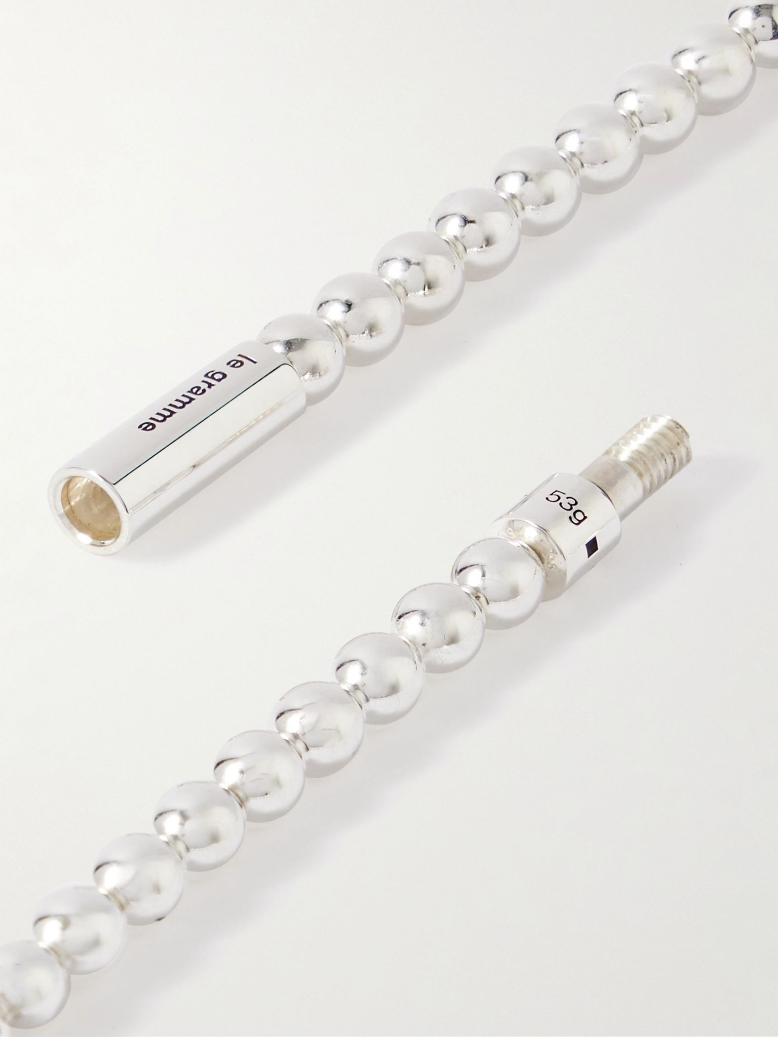53g Sterling Silver Beaded Necklace Silver - 3